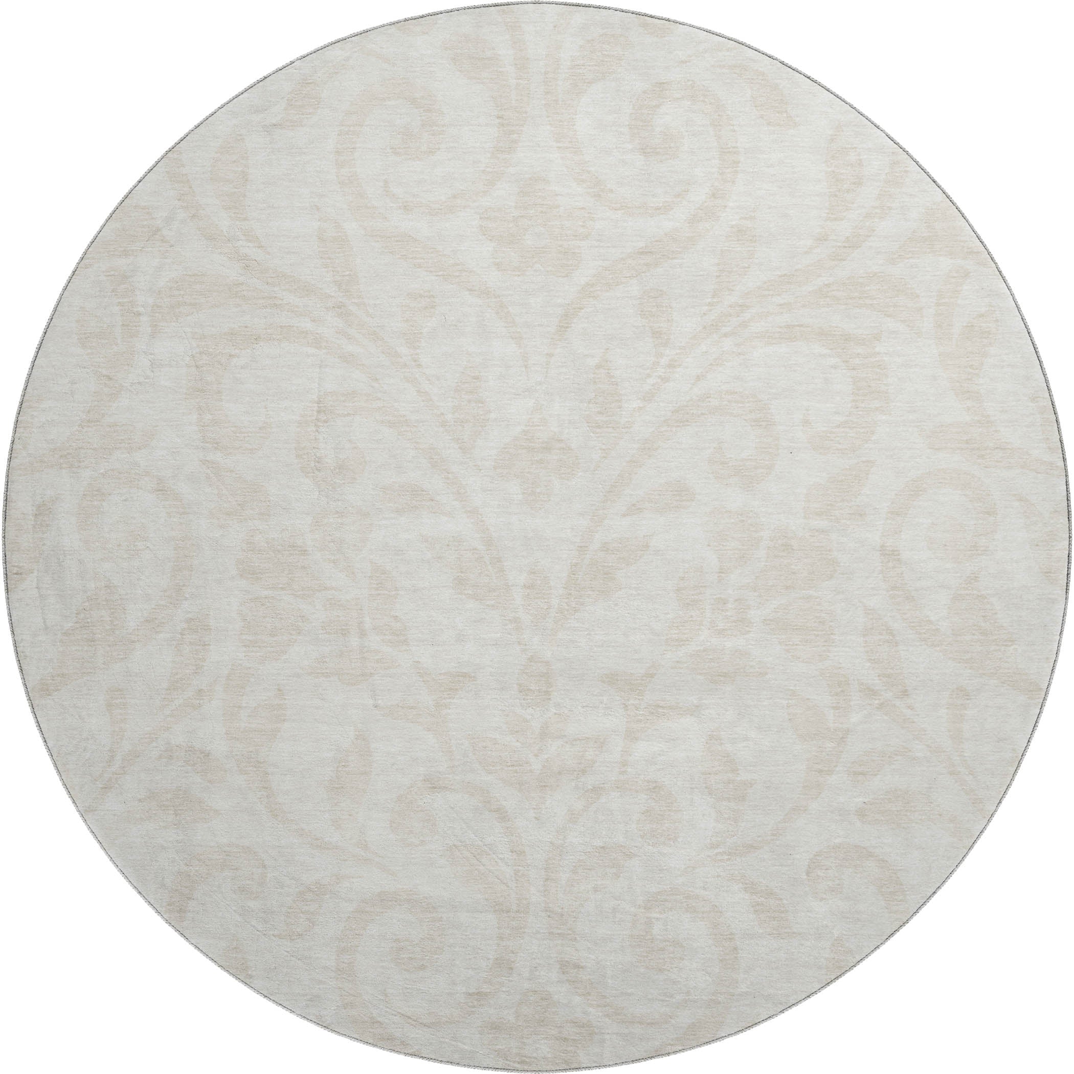Montevideo Machine Washable Transitional Ivory Rug 8' x 8' #shape_Round