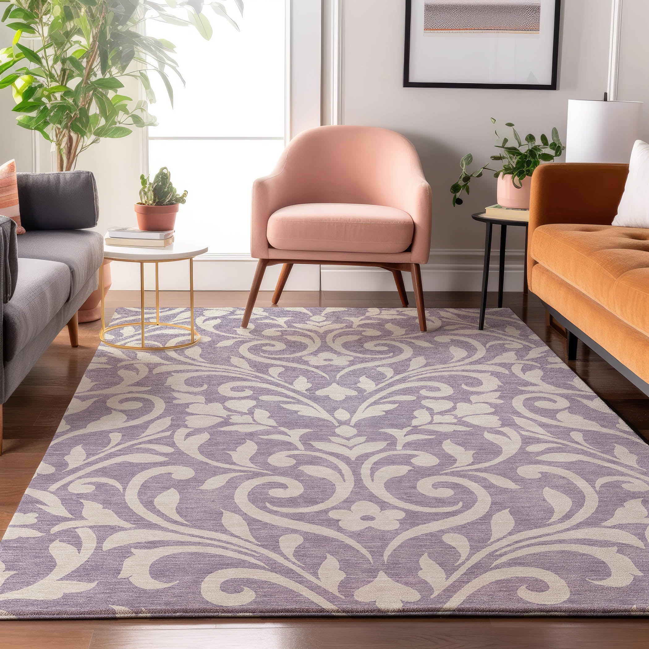 Montevideo Machine Washable Transitional Lavender Purple Rug 2'6" x 3'10" #shape_Rectangle
