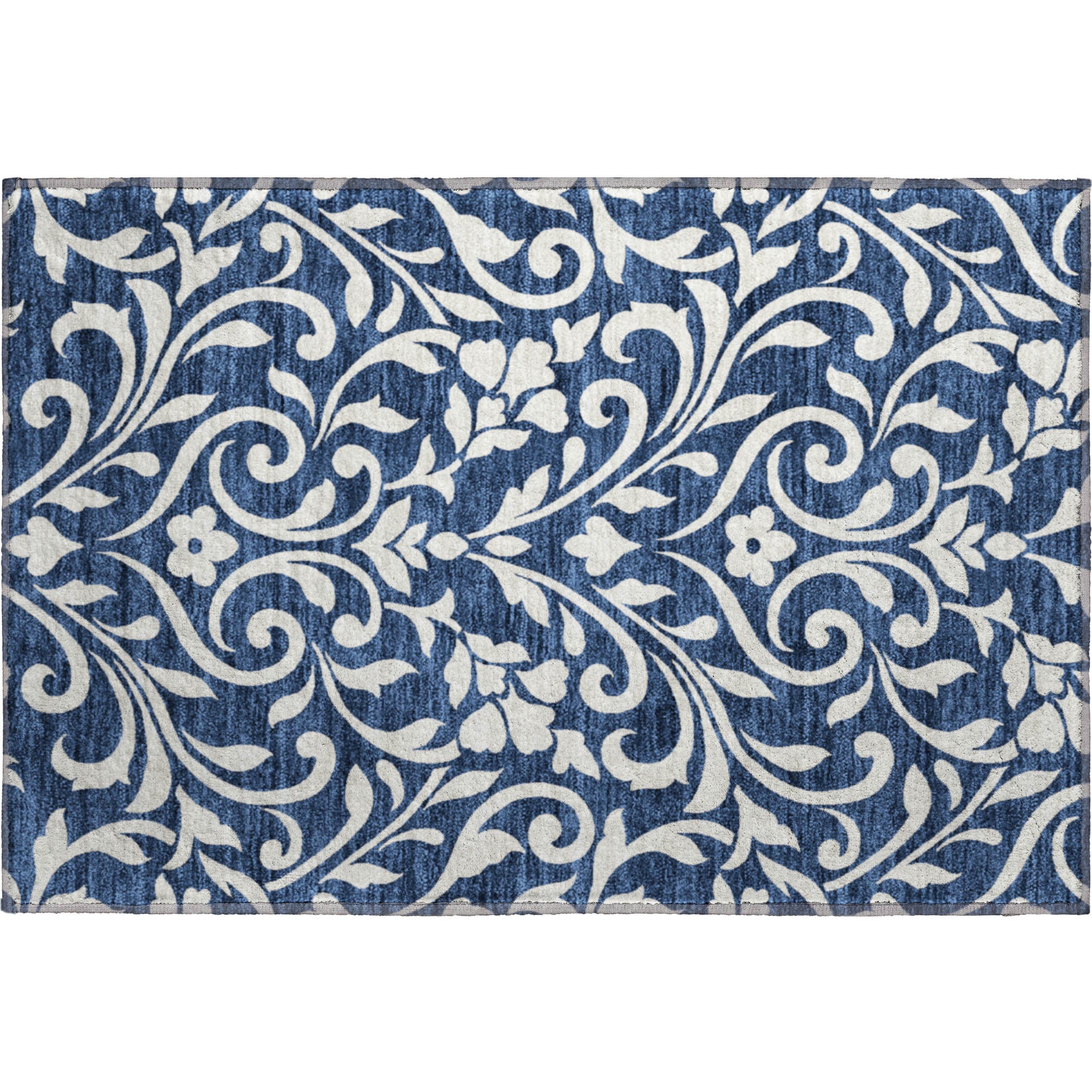 Montevideo Machine Washable Transitional Navy Blue Rug 1'8" x 2'6" #shape_Rectangle