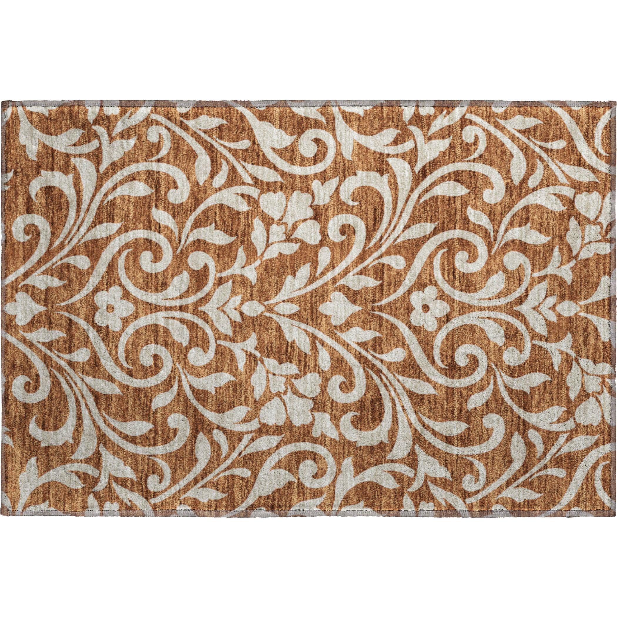 Montevideo Machine Washable Transitional Paprika Orange Rug 1'8" x 2'6" #shape_Rectangle