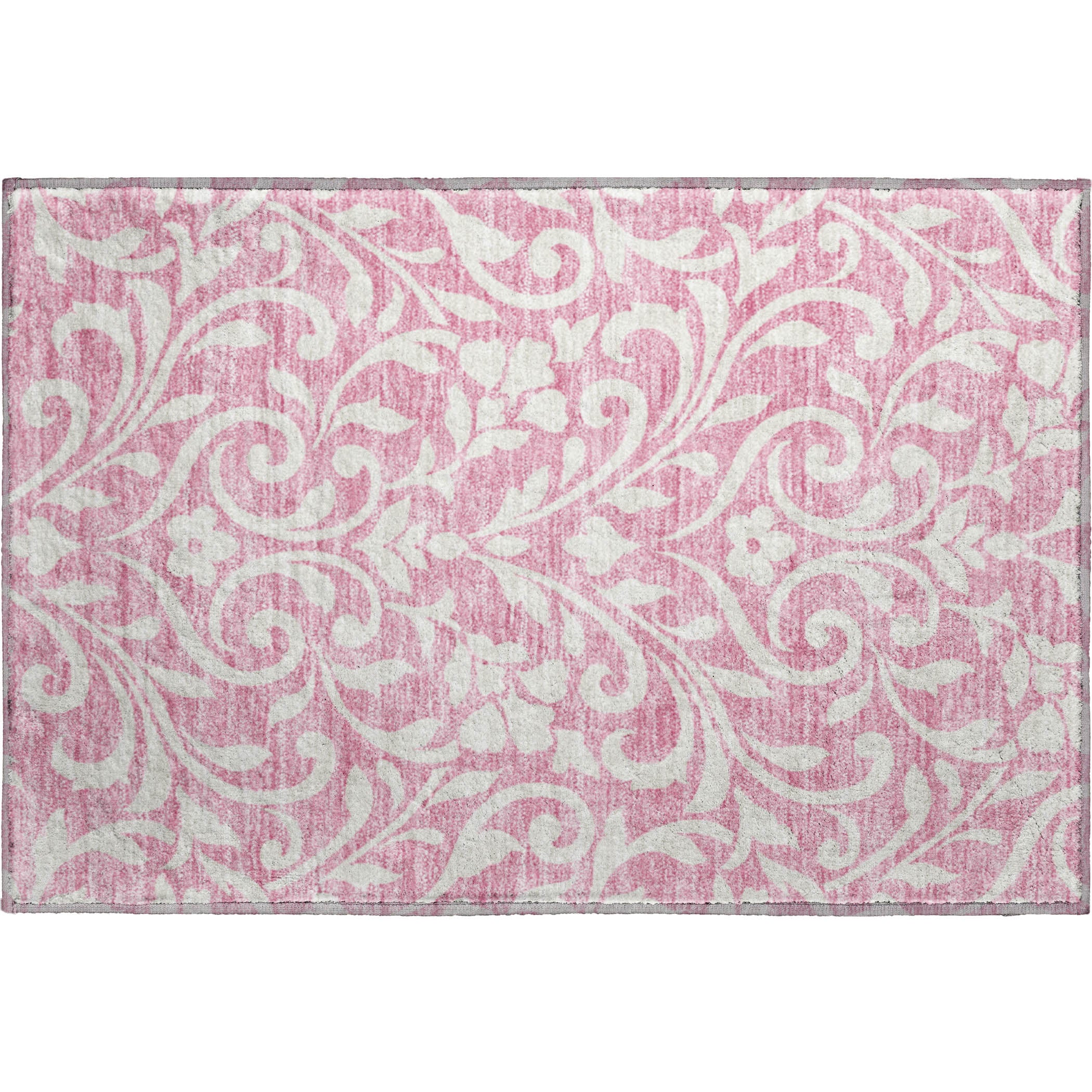 Montevideo Machine Washable Transitional Pink Rug 1'8" x 2'6" #shape_Rectangle
