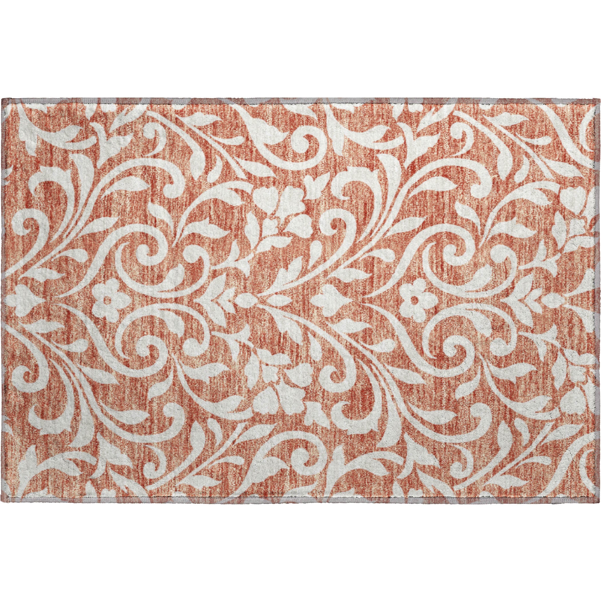 Montevideo Machine Washable Transitional Salmon Orange Rug 1'8" x 2'6" #shape_Rectangle