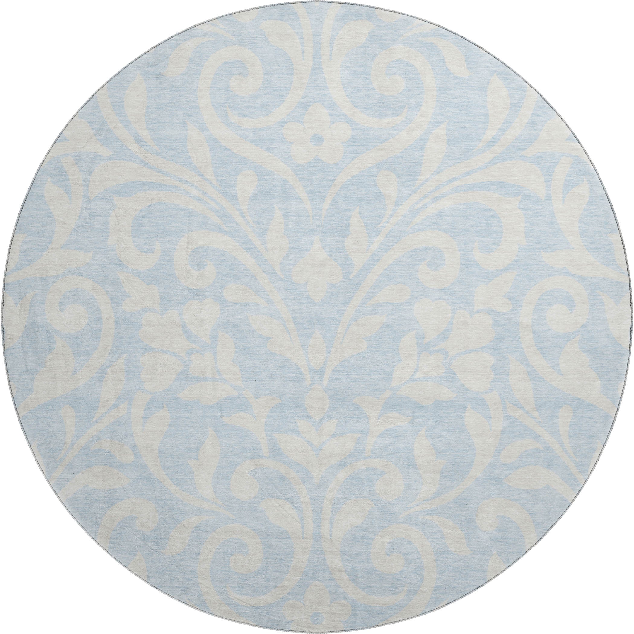 Montevideo Machine Washable Transitional Sky Blue Rug 8' x 8' #shape_Round