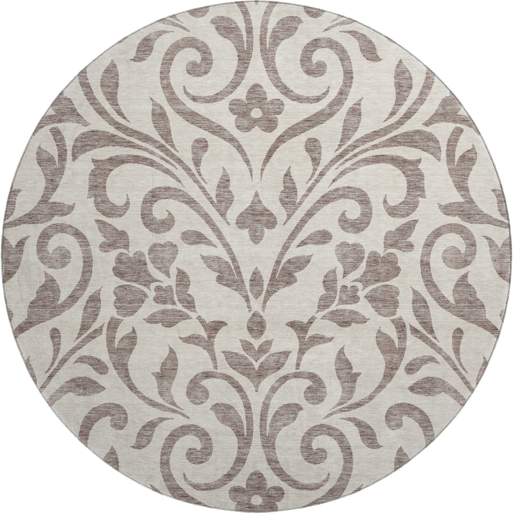Montevideo Machine Washable Transitional Taupe Brown Rug 8' x 8' #shape_Round