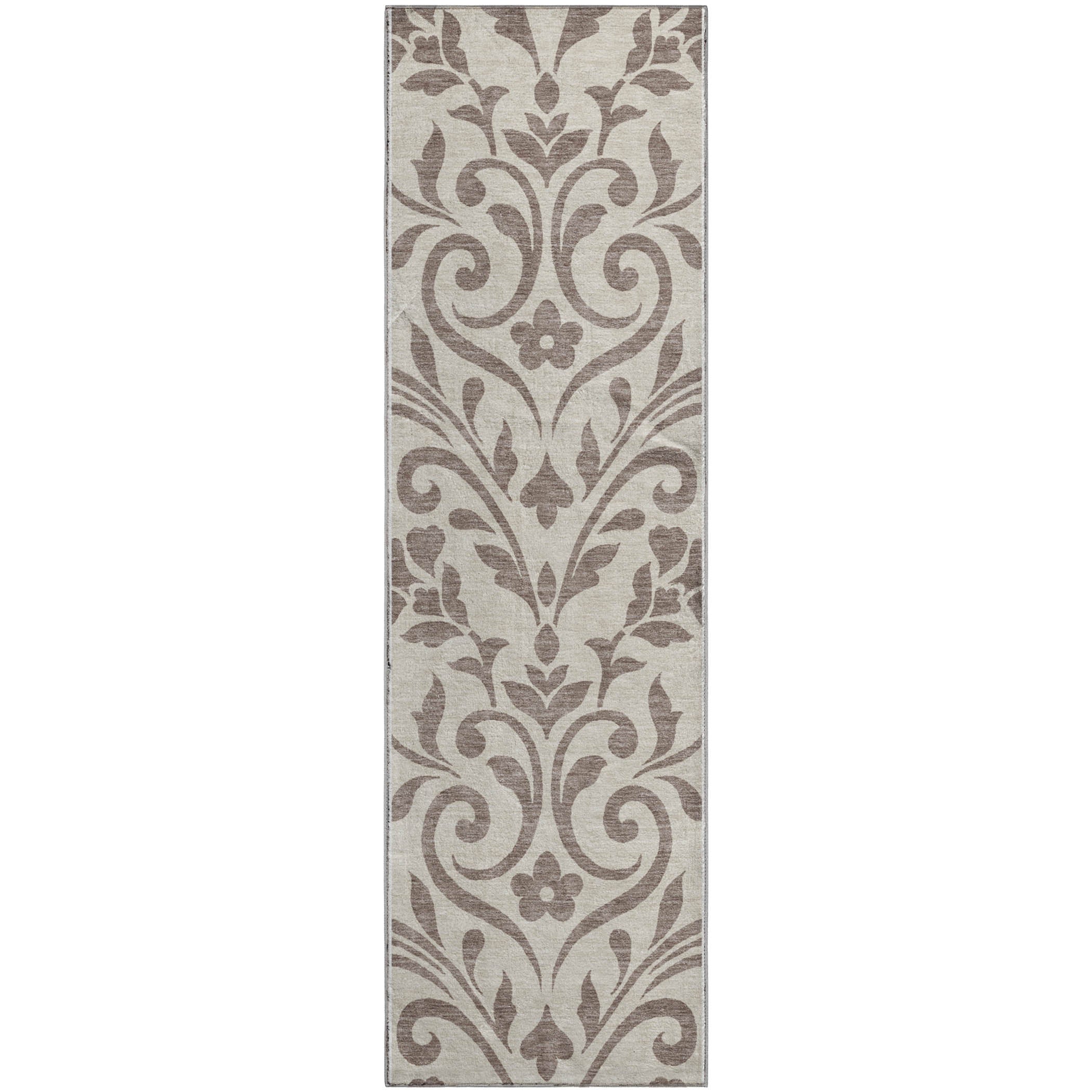Montevideo Machine Washable Transitional Taupe Brown Rug 2'3" x 7'6" #shape_Runner