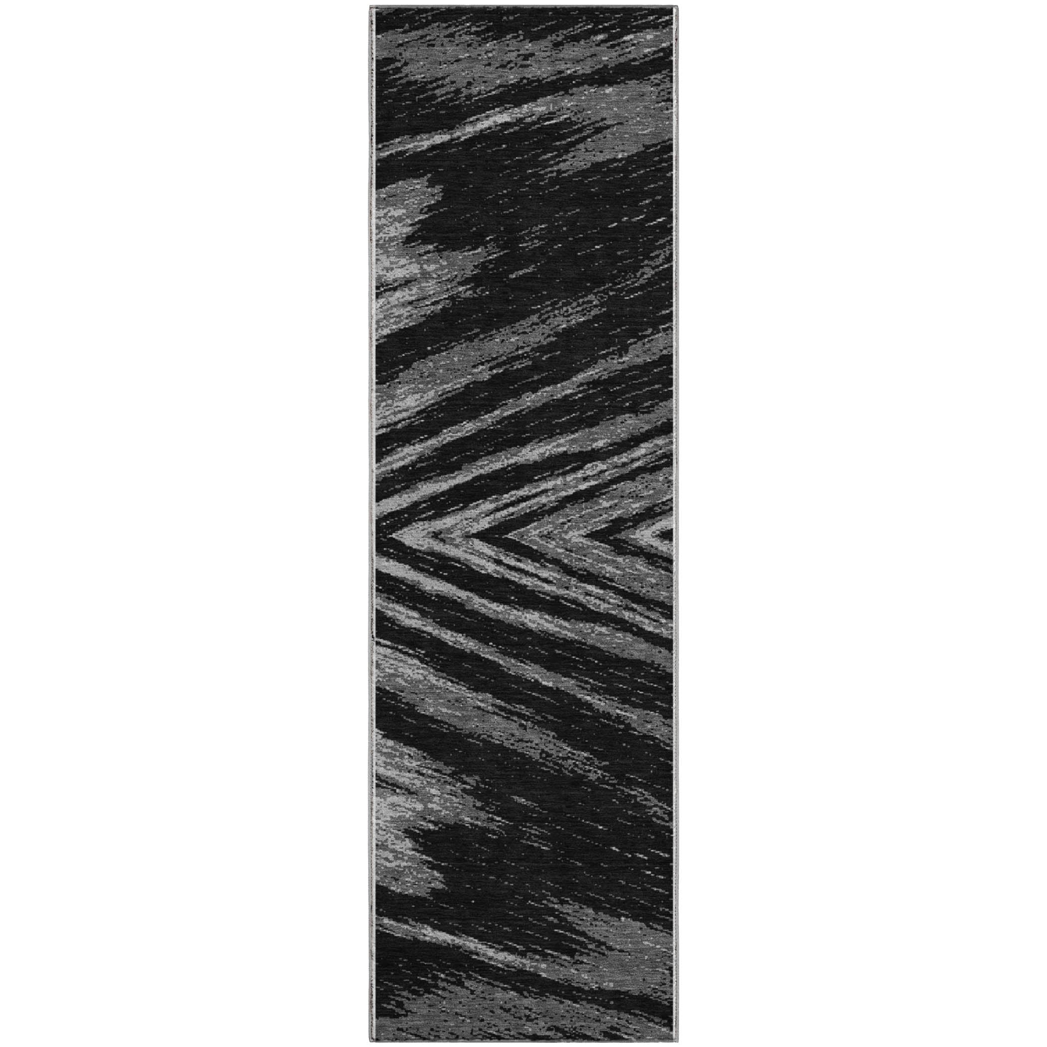 Bern Machine Washable Transitional Black Rug 2'3" x 7'6" #shape_Runner