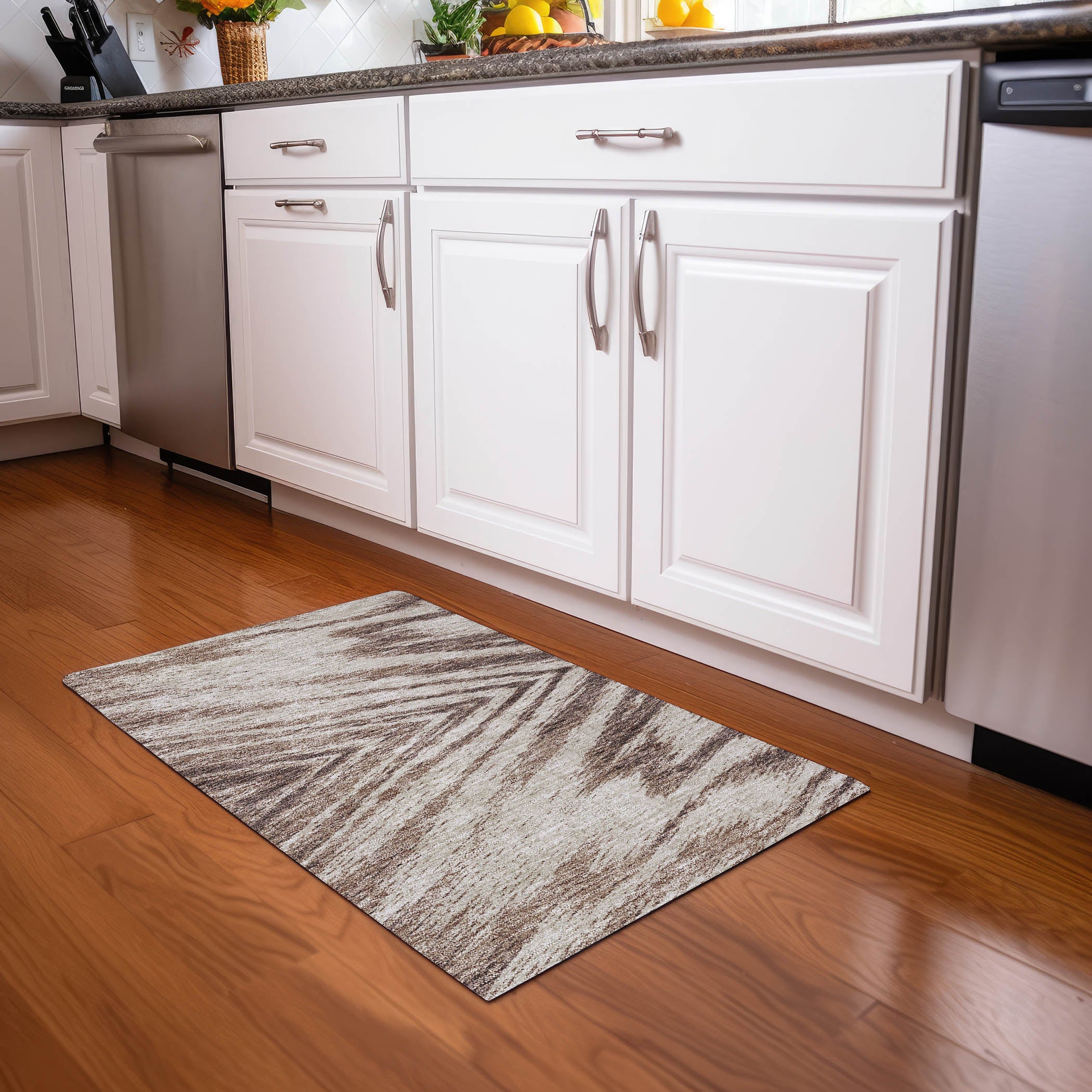 Bern Machine Washable Transitional Brown Rug 1'8" x 2'6" #shape_Rectangle