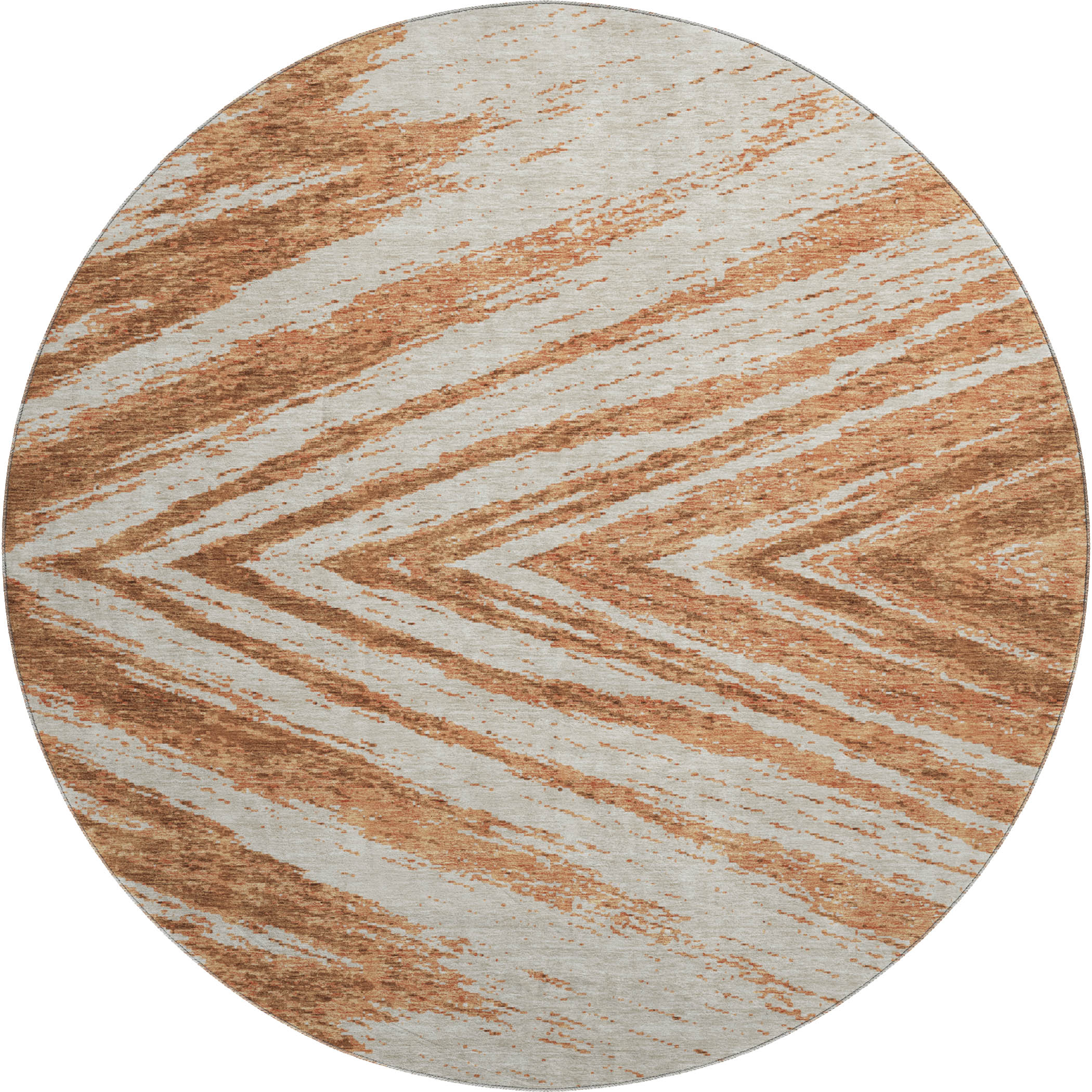 Bern Machine Washable Transitional Paprika Orange Rug 8' x 8' #shape_Round