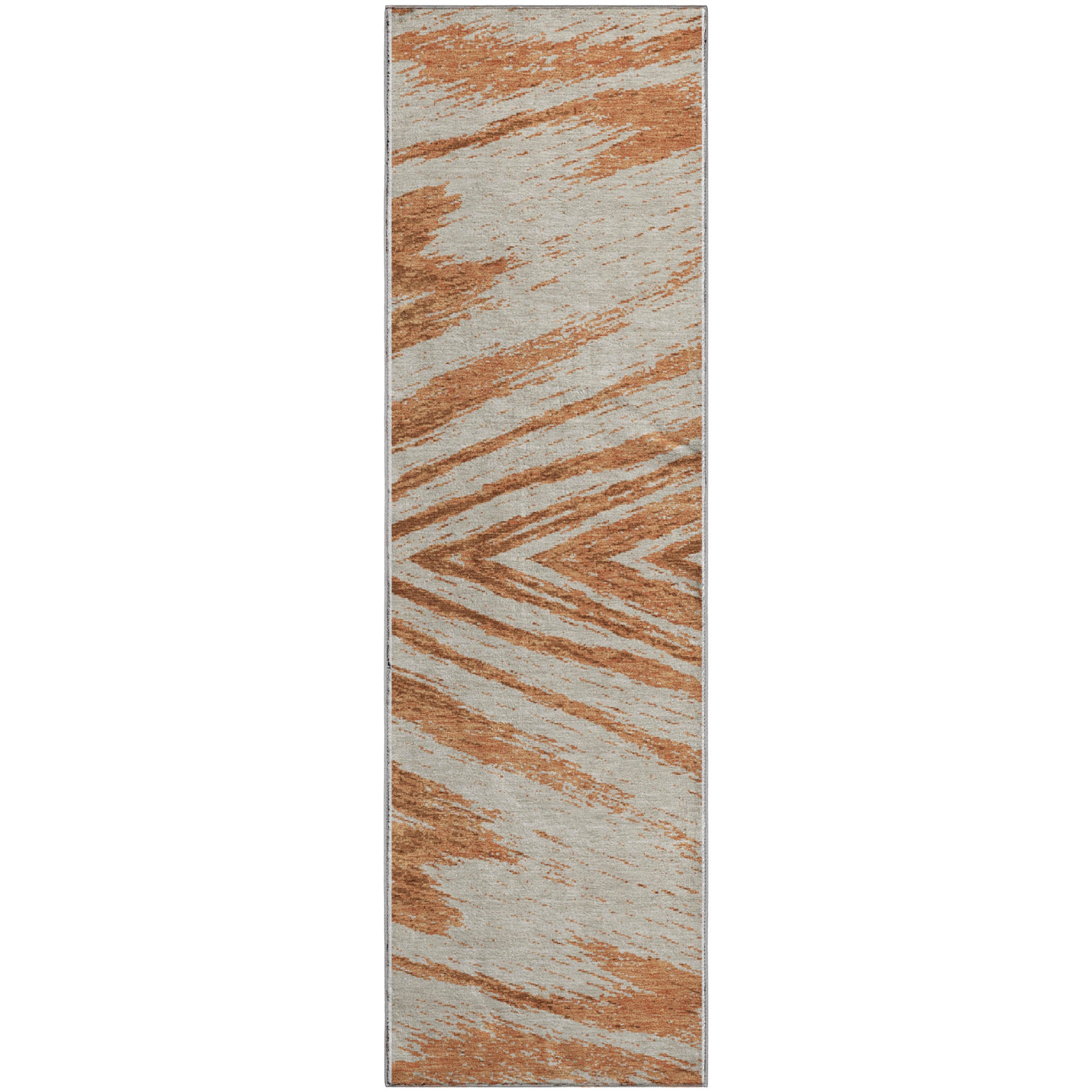Bern Machine Washable Transitional Paprika Orange Rug 2'3" x 7'6" #shape_Runner