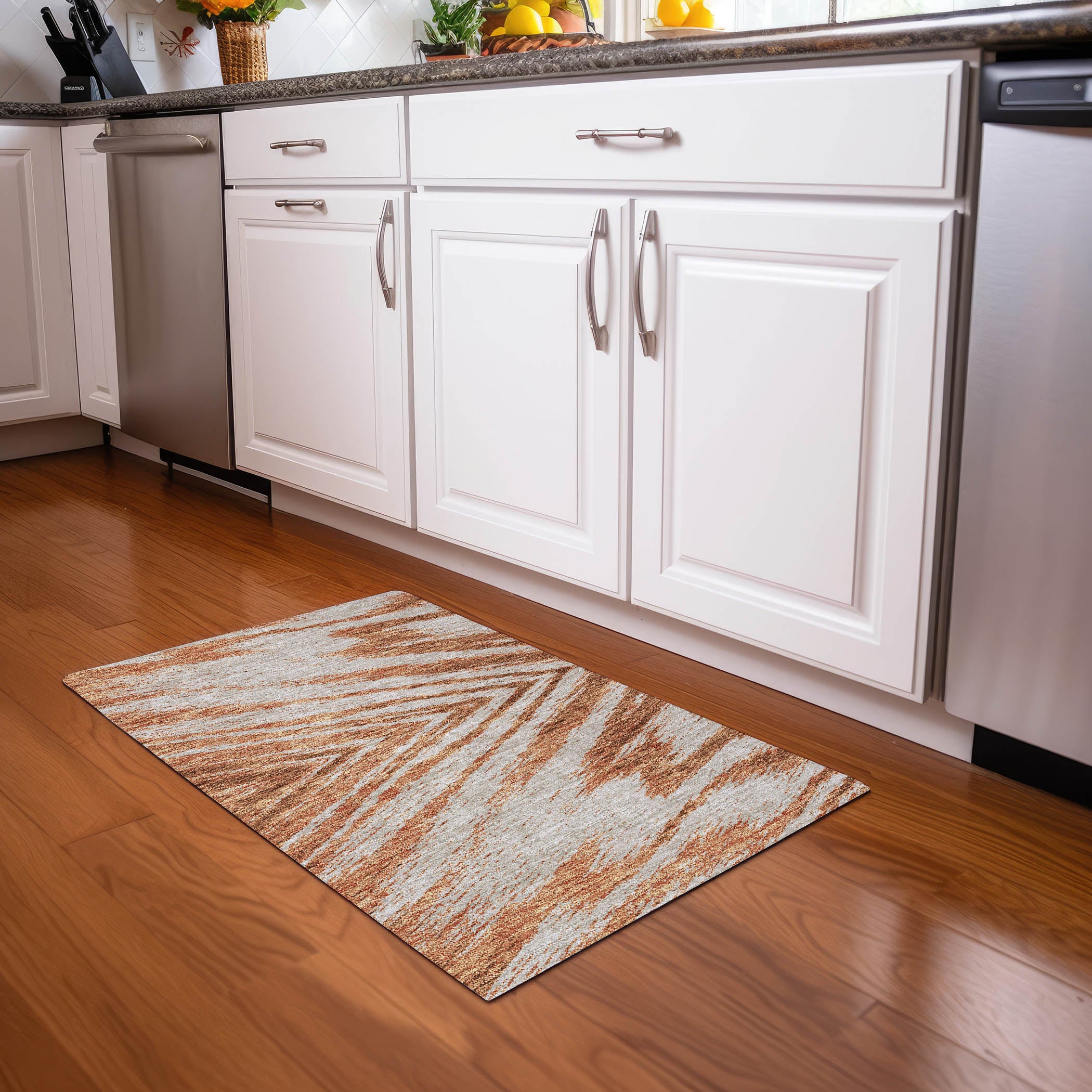 Bern Machine Washable Transitional Paprika Orange Rug 1'8" x 2'6" #shape_Rectangle