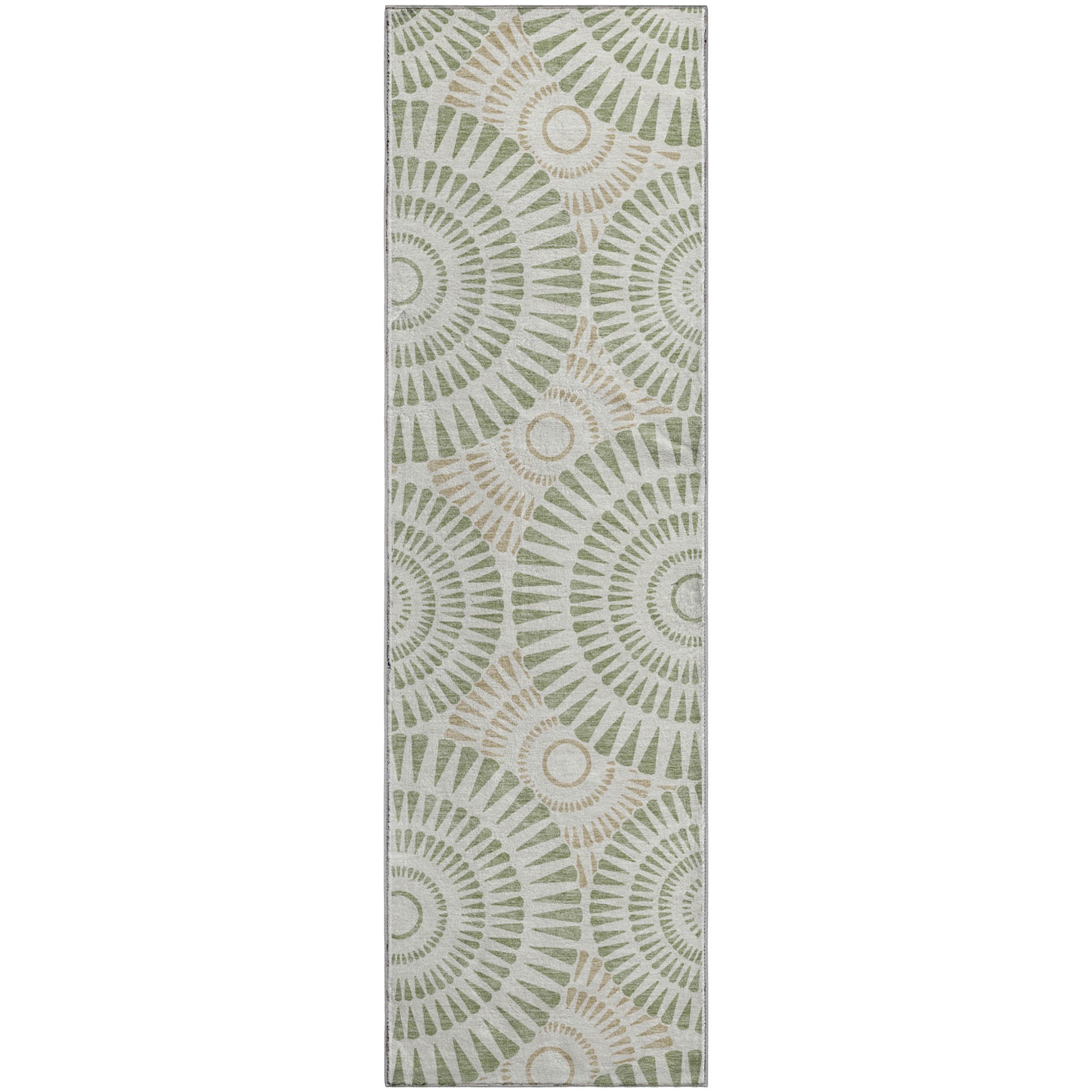 Oslo Machine Washable Transitional Aloe Green Rug 2'3" x 7'6" #shape_Runner
