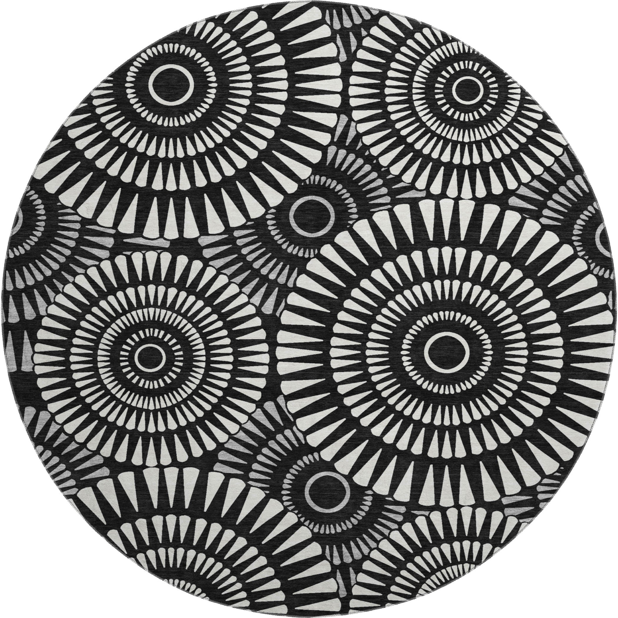 Oslo Machine Washable Transitional Black Rug 8' x 8' #shape_Round