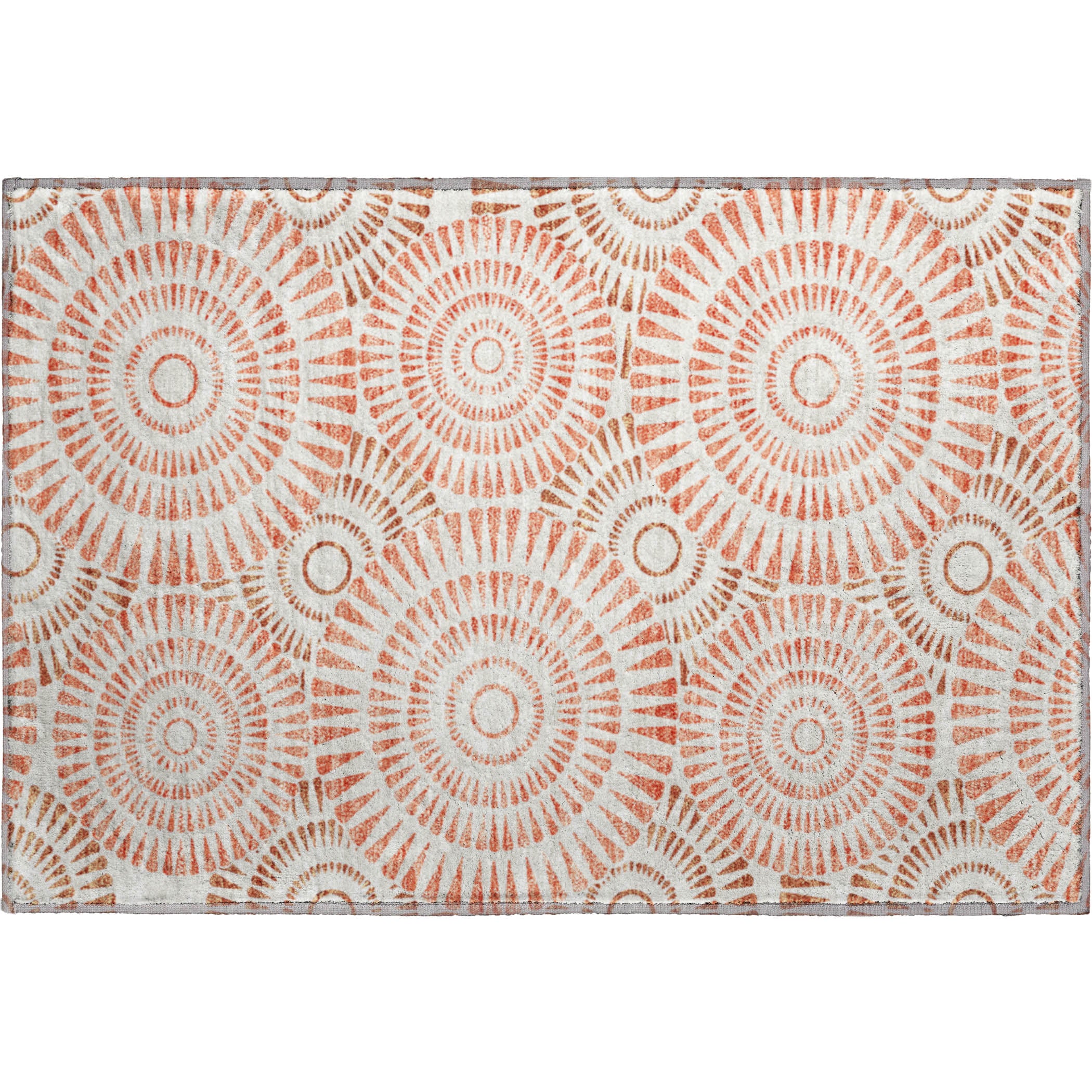 Oslo Machine Washable Transitional Coral Orange Rug 1'8" x 2'6" #shape_Rectangle