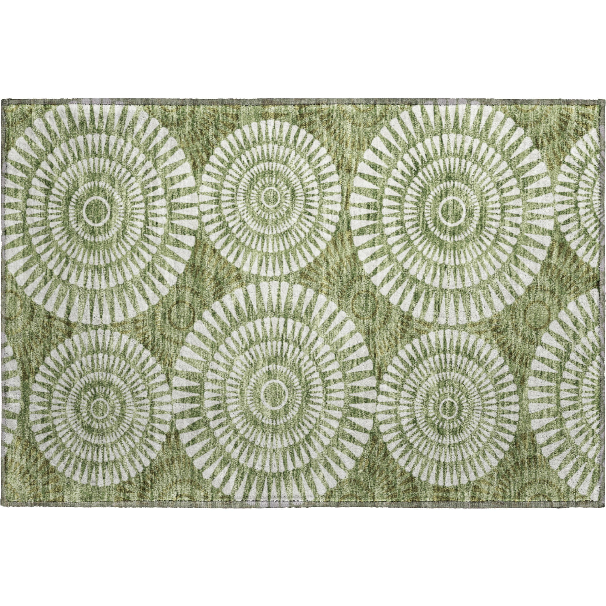 Oslo Machine Washable Transitional Green Rug 1'8" x 2'6" #shape_Rectangle