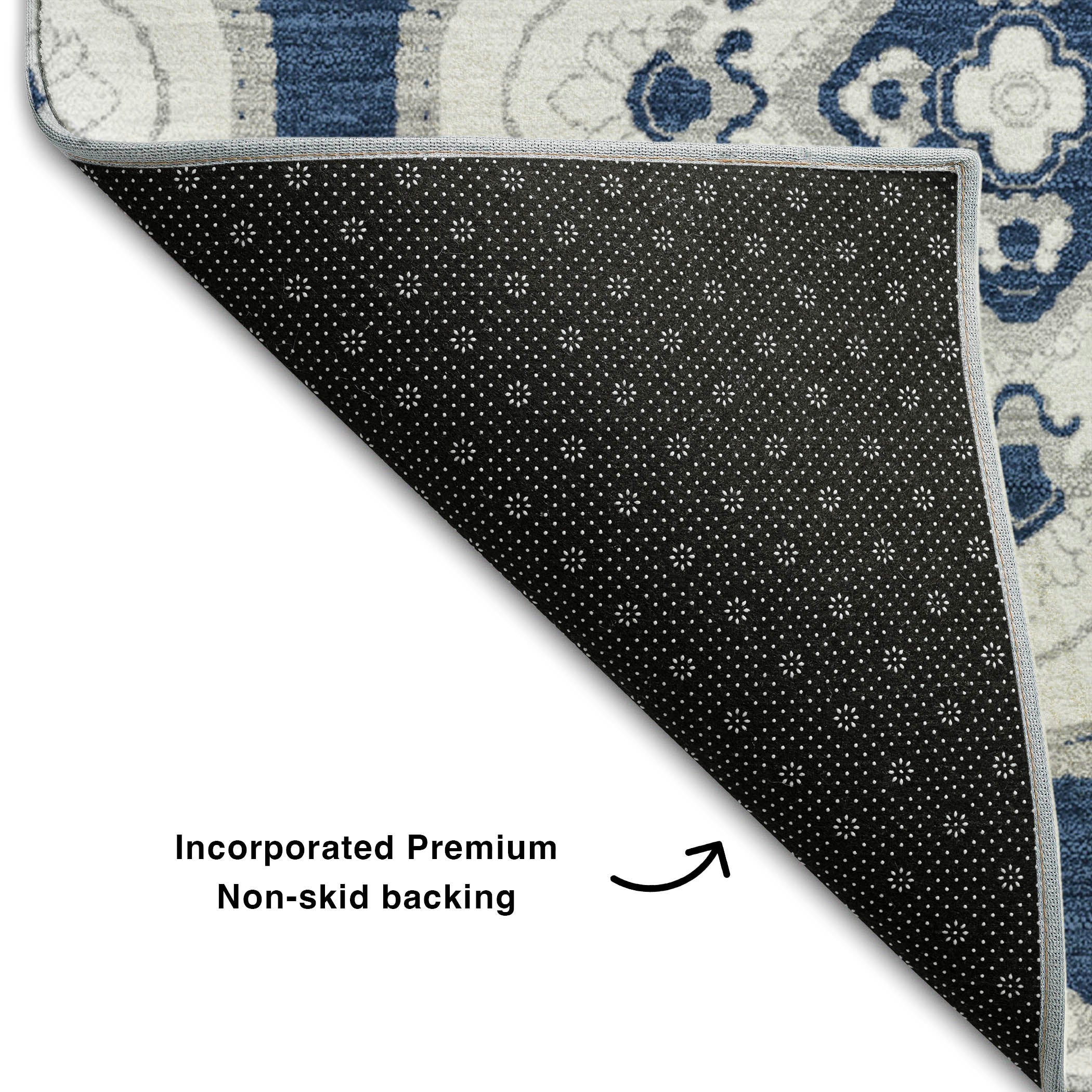 Vienna Machine Washable Transitional Navy Blue Rug 1'8" x 2'6" #shape_Rectangle