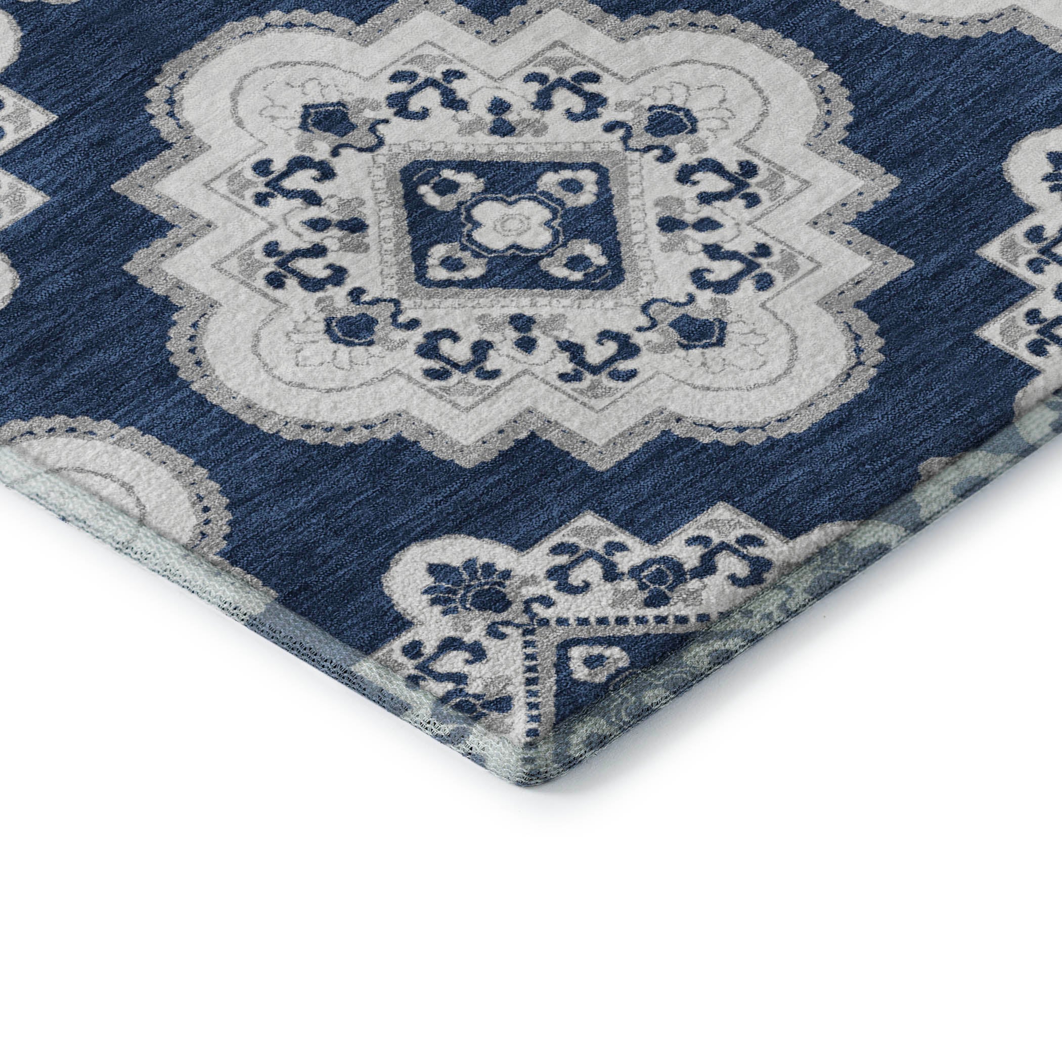 Vienna Machine Washable Transitional Navy Blue Rug 1'8" x 2'6" #shape_Rectangle