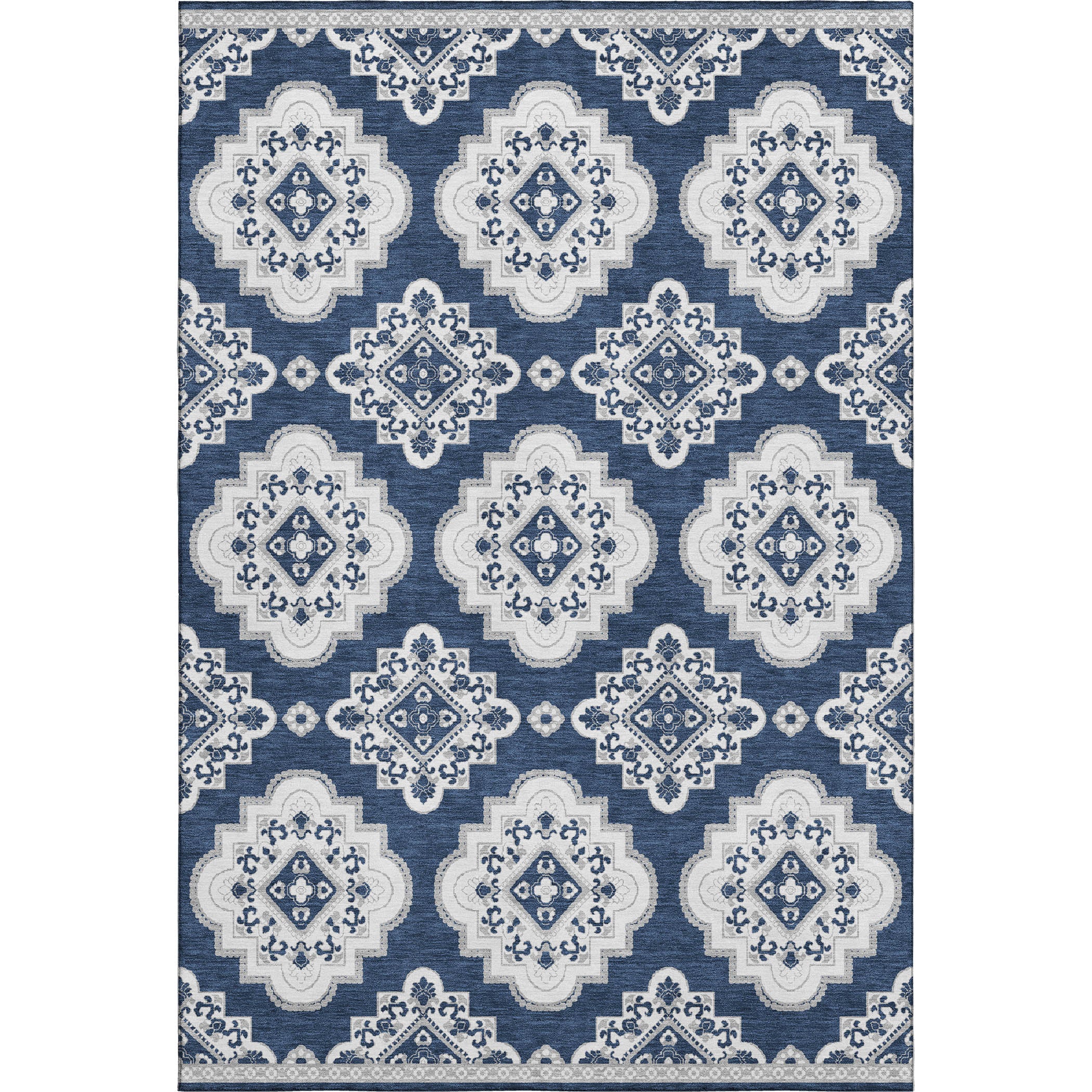 Vienna Machine Washable Transitional Navy Blue Rug 2'6" x 3'10" #shape_Rectangle
