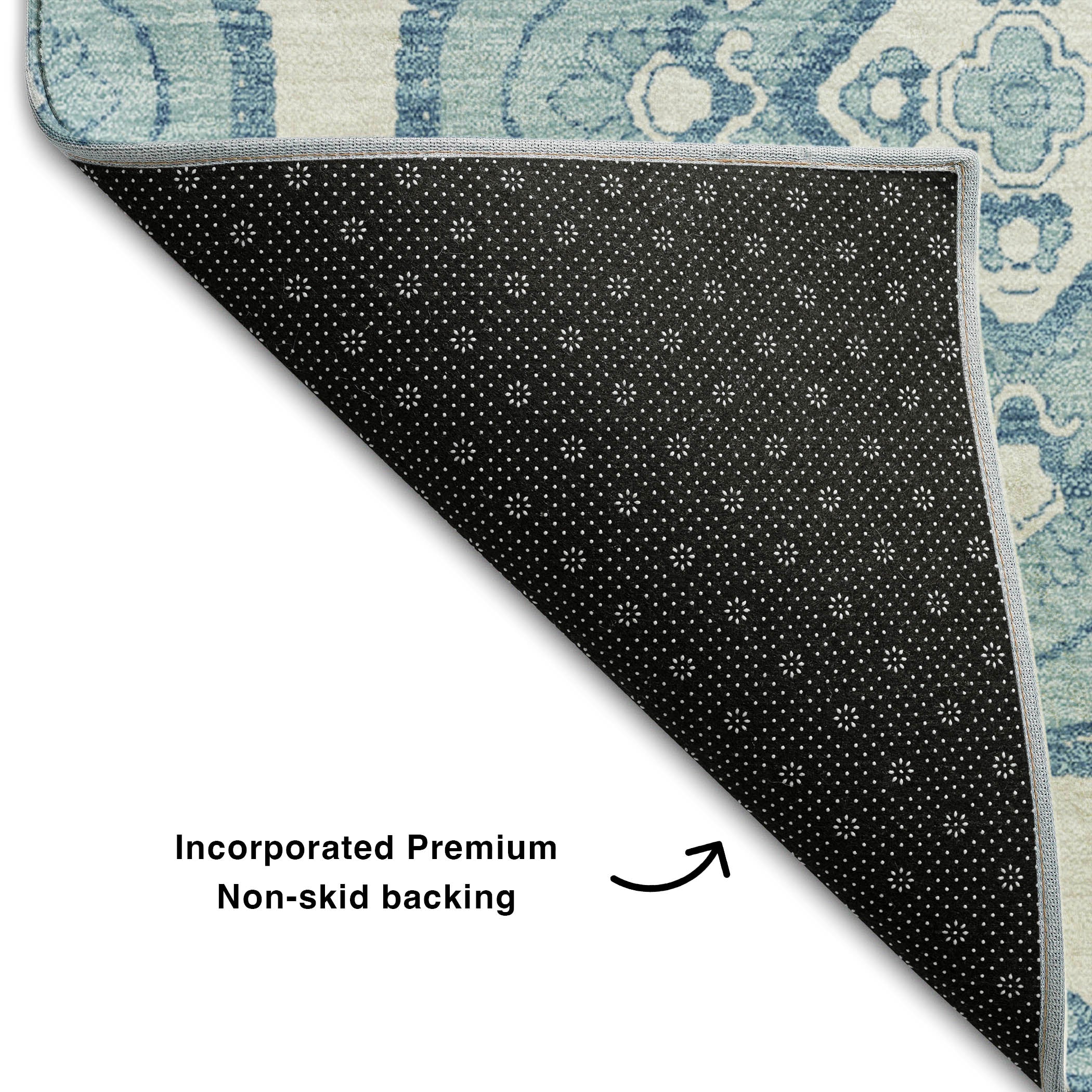 Vienna Machine Washable Transitional Teal Rug 1'8" x 2'6" #shape_Rectangle