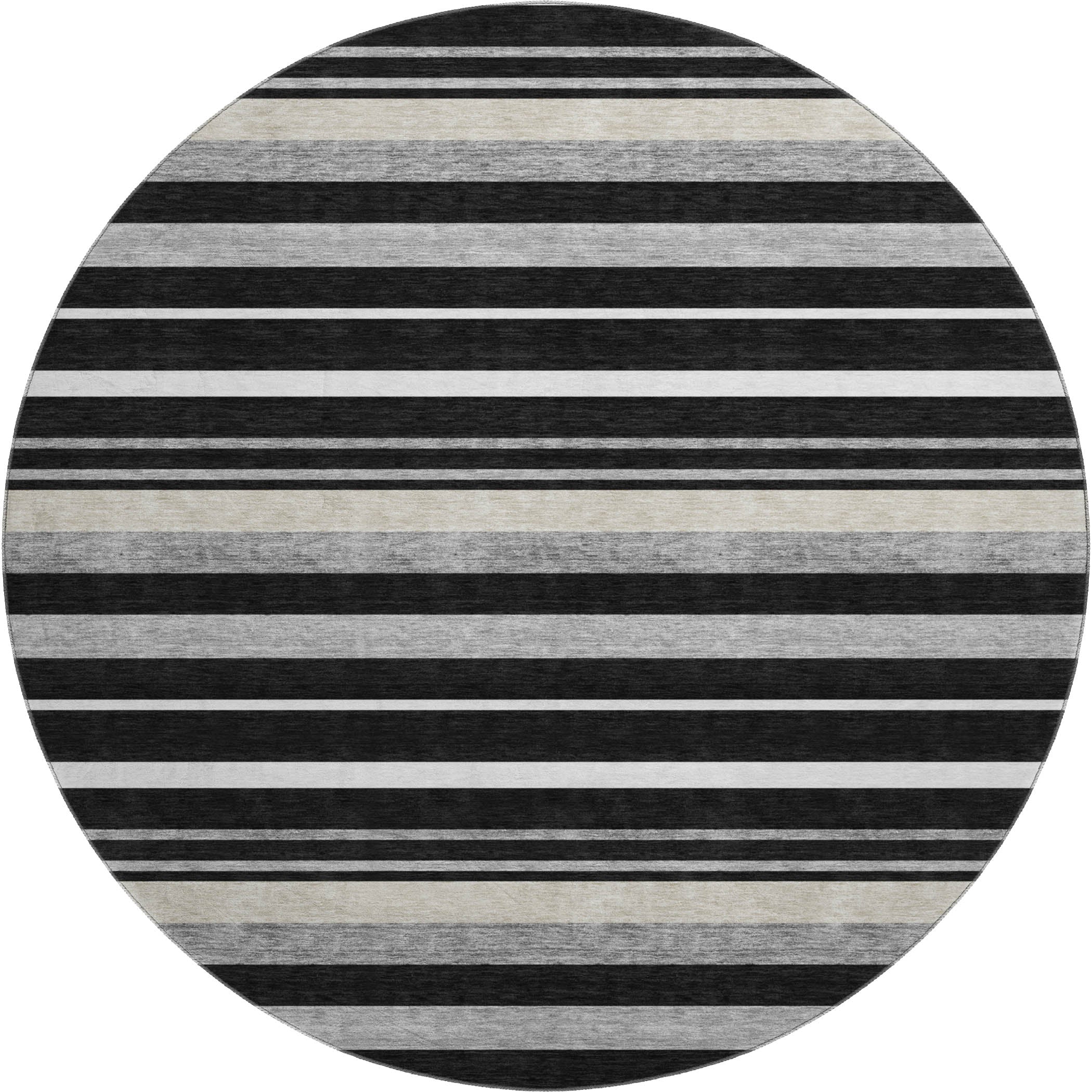 Bangkok Machine Washable Transitional Black Rug 8' x 8' #shape_Round