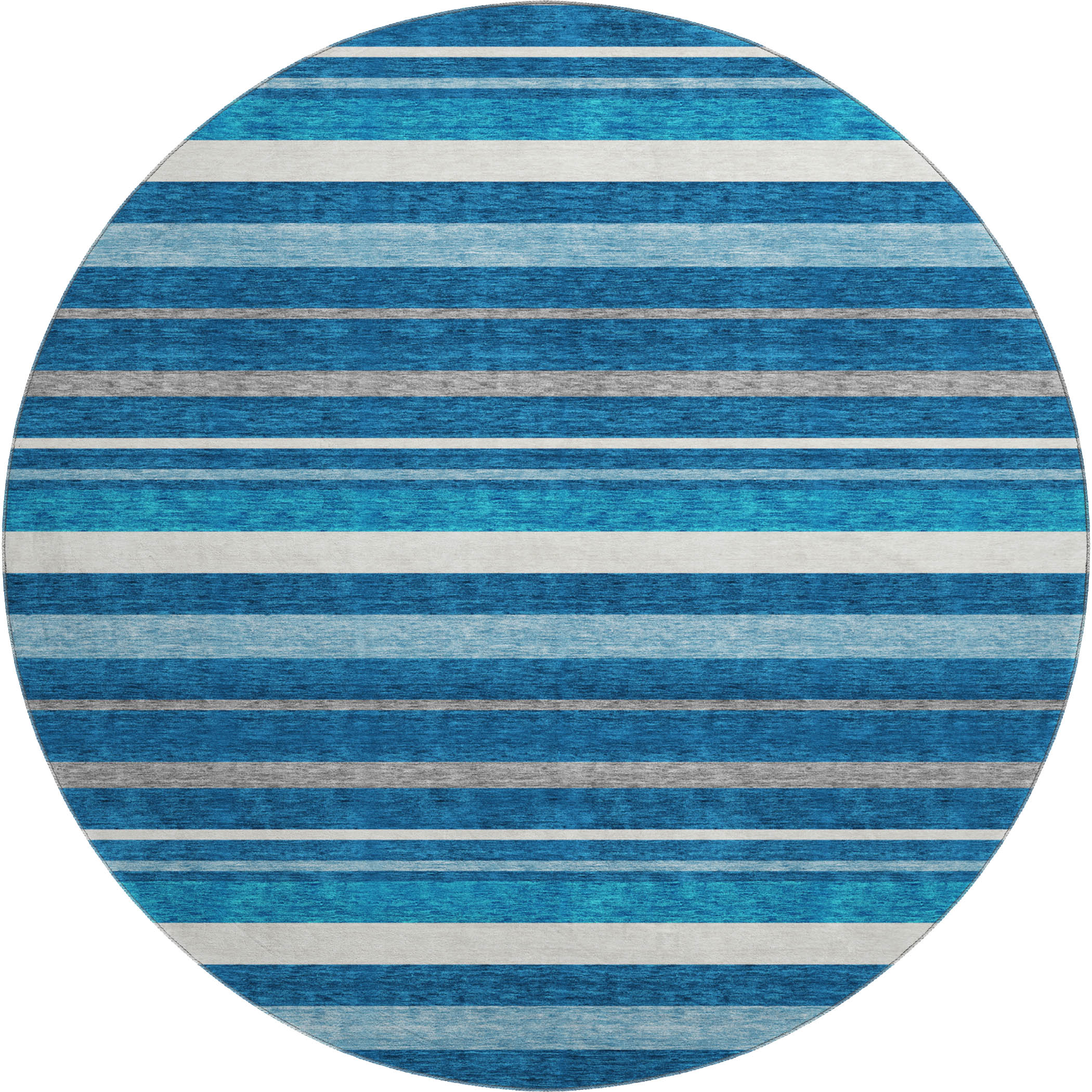 Bangkok Machine Washable Transitional Denim Blue Rug 8' x 8' #shape_Round