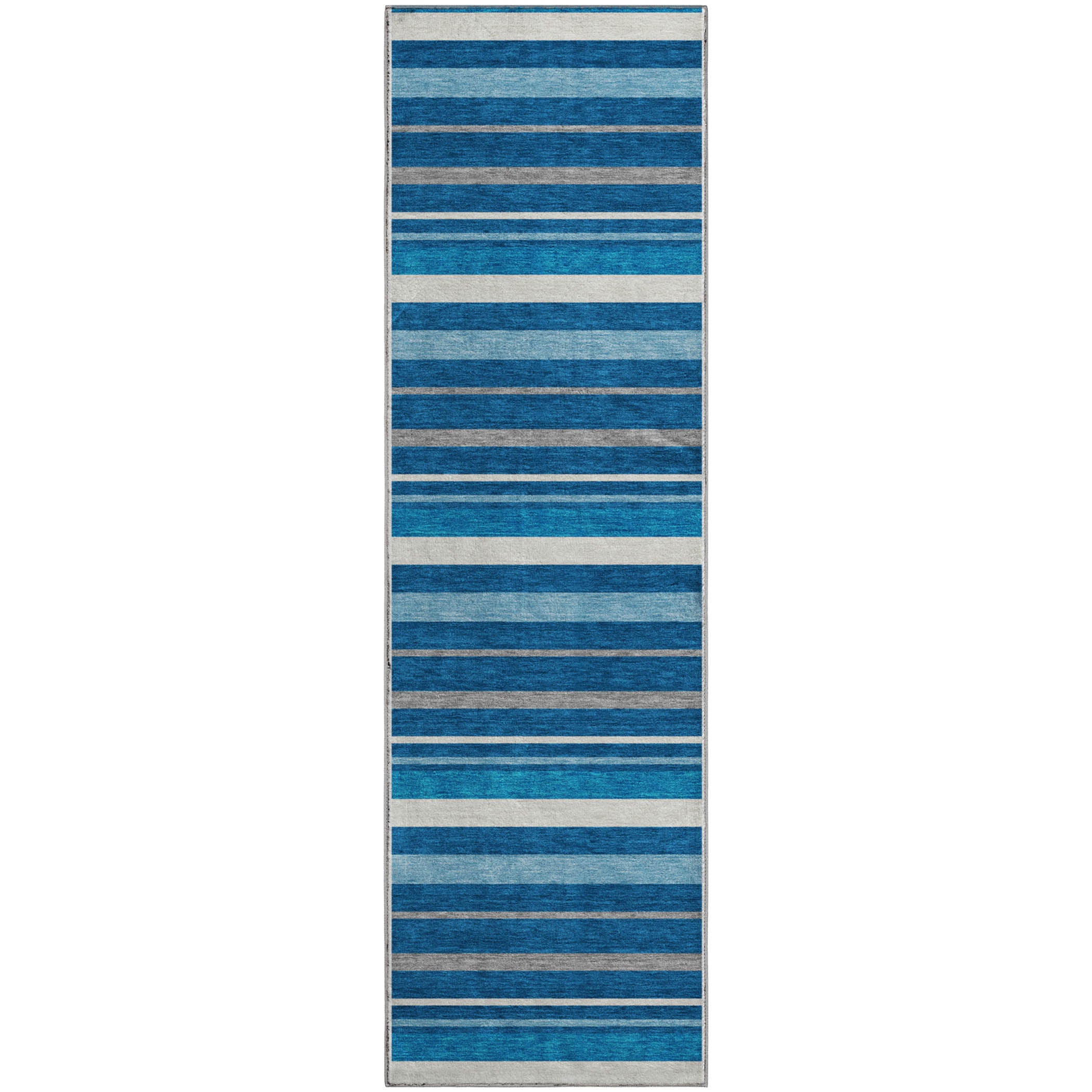 Bangkok Machine Washable Transitional Denim Blue Rug 2'3" x 7'6" #shape_Runner
