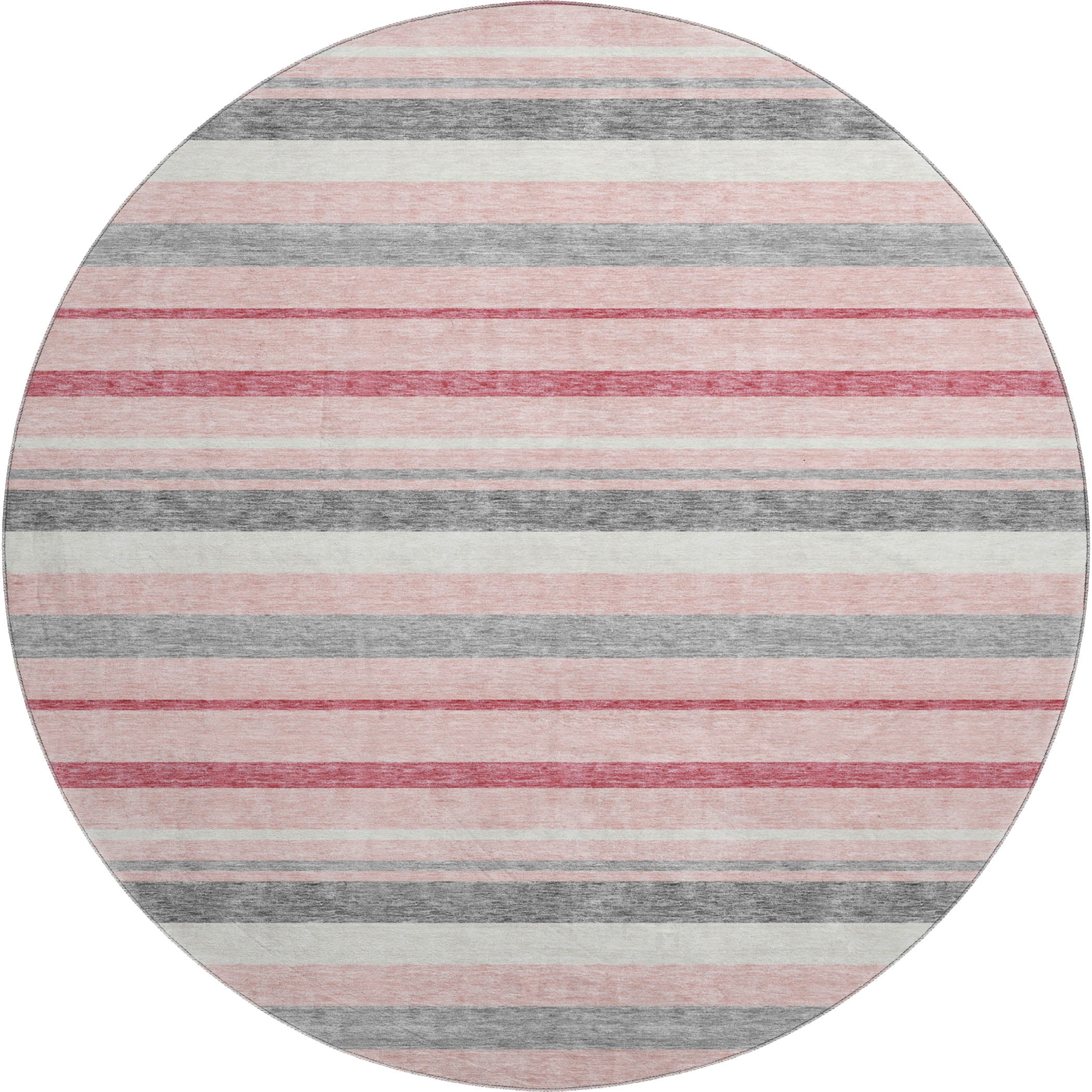 Bangkok Machine Washable Transitional Pink Rug 8' x 8' #shape_Round
