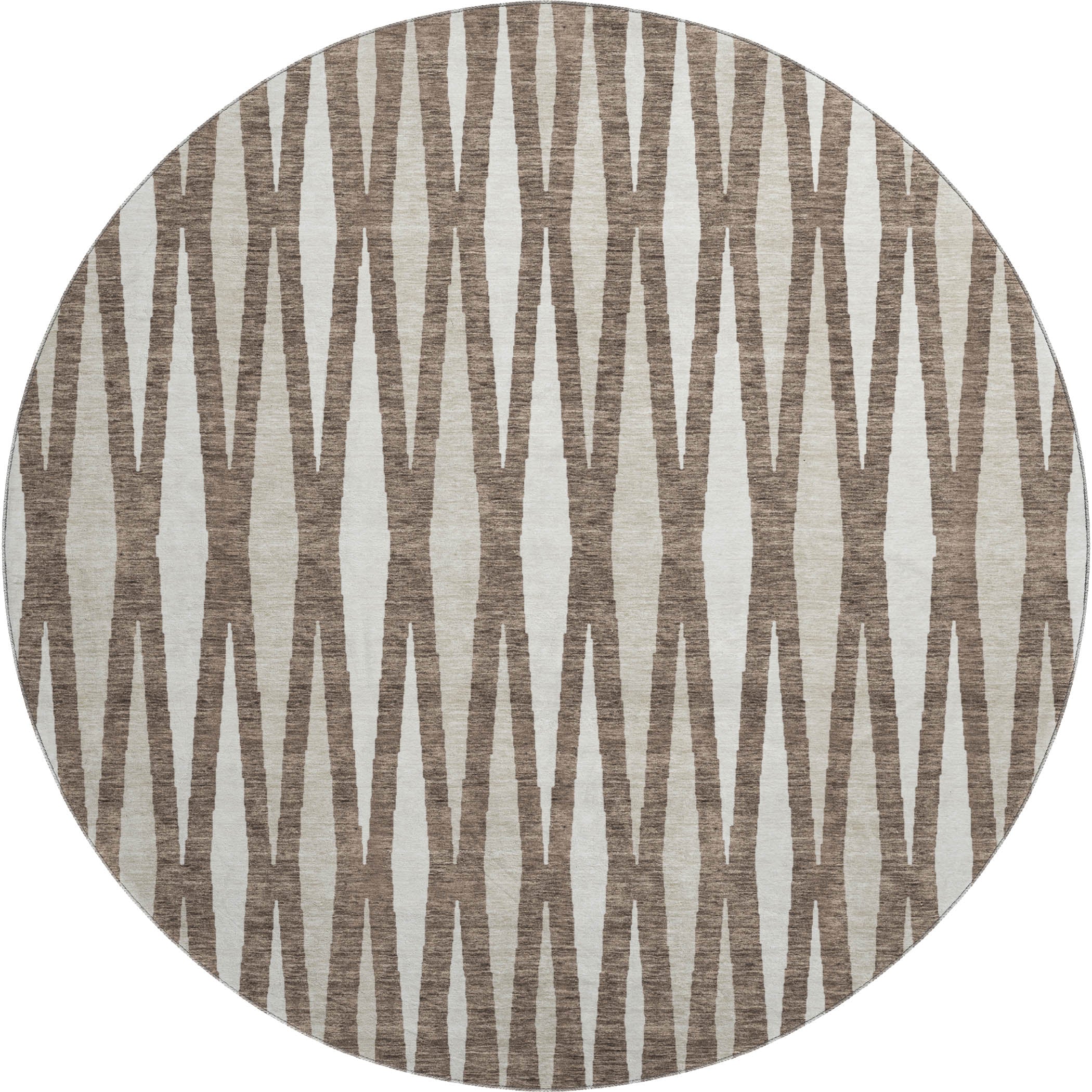Zanzibar Machine Washable Transitional Brown Rug 8' x 8' #shape_Round