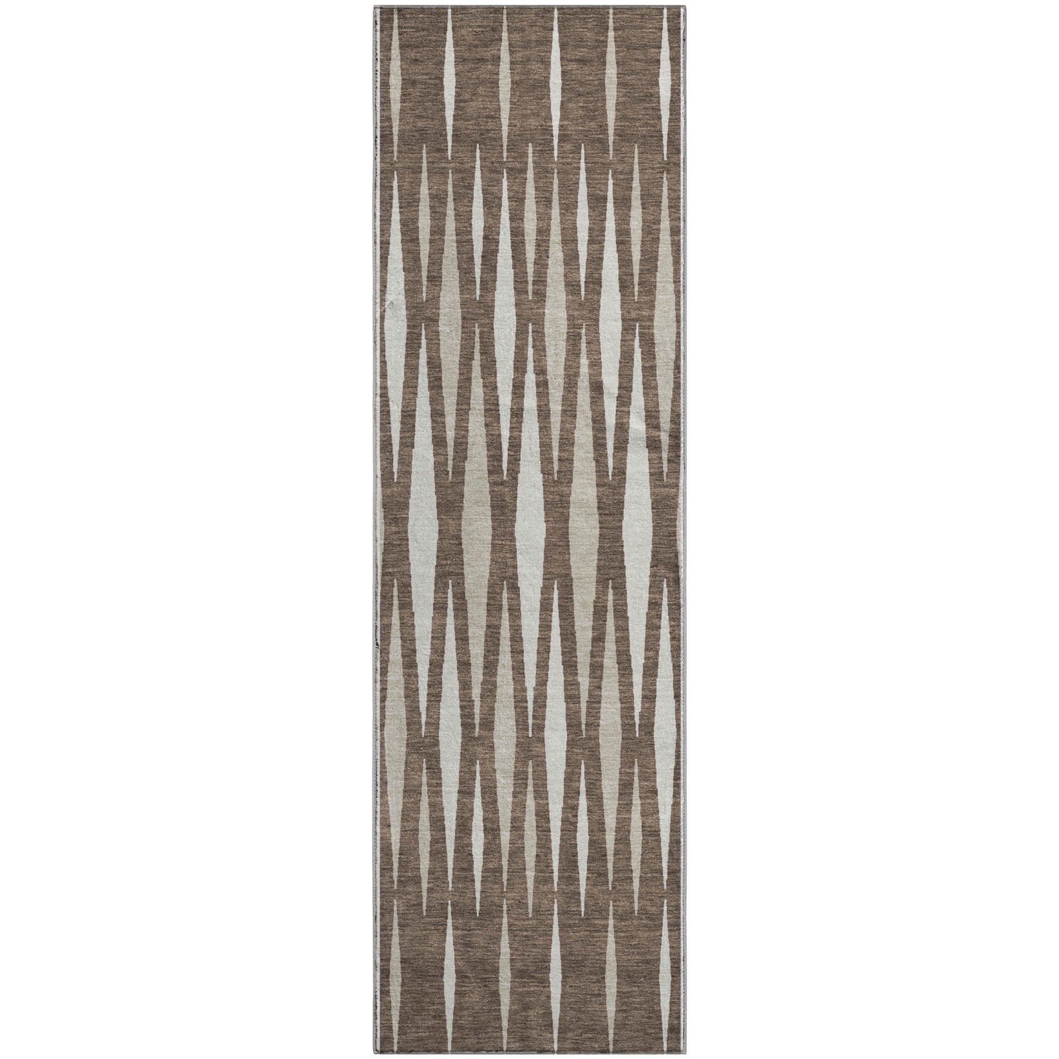 Zanzibar Machine Washable Transitional Brown Rug 2'3" x 7'6" #shape_Runner