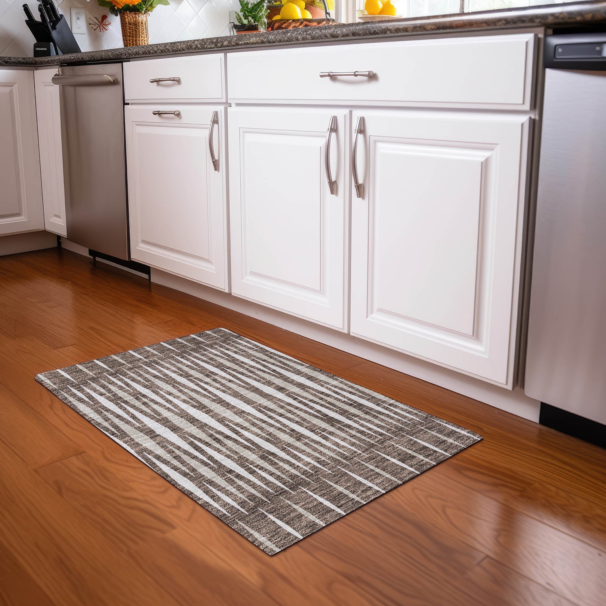Zanzibar Machine Washable Transitional Brown Rug 1'8" x 2'6" #shape_Rectangle