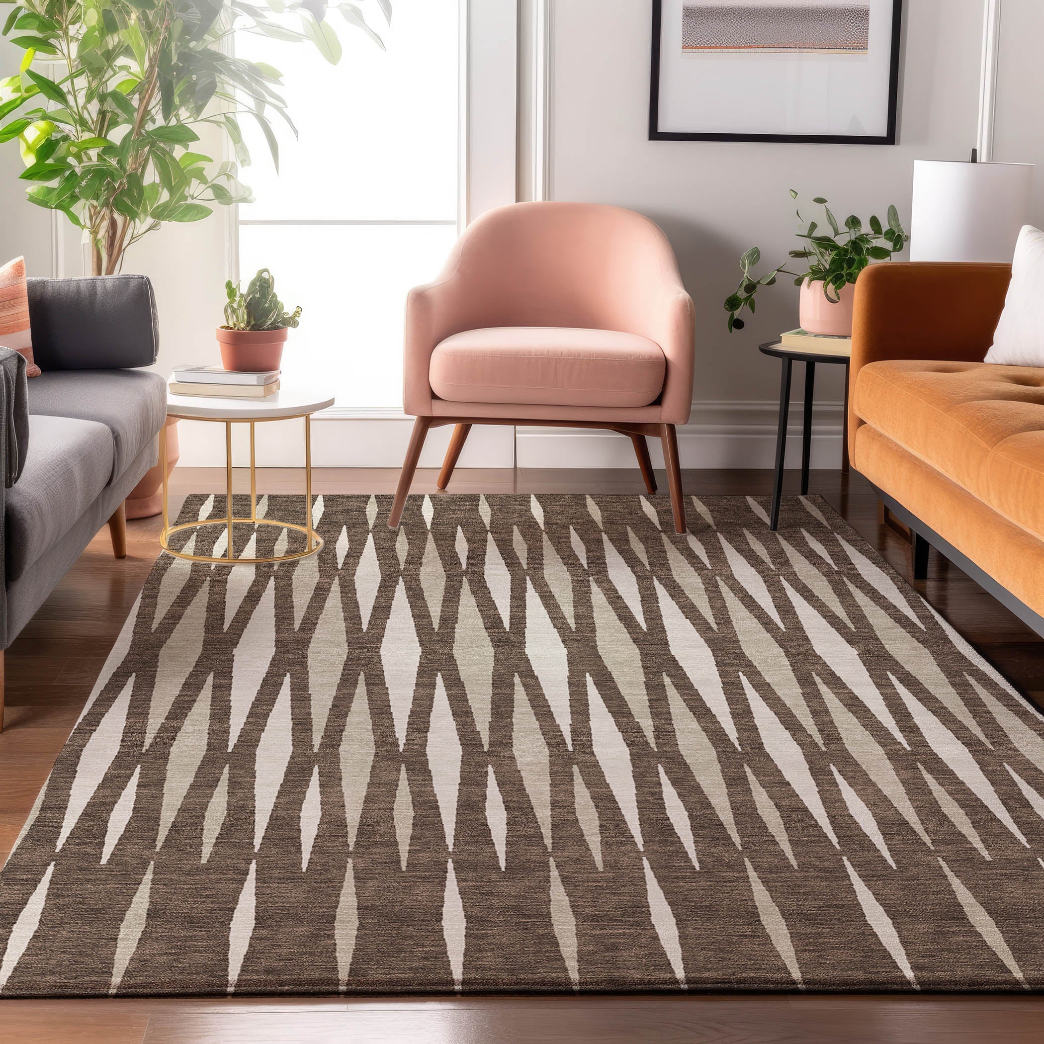 Zanzibar Machine Washable Transitional Brown Rug 2'6" x 3'10" #shape_Rectangle
