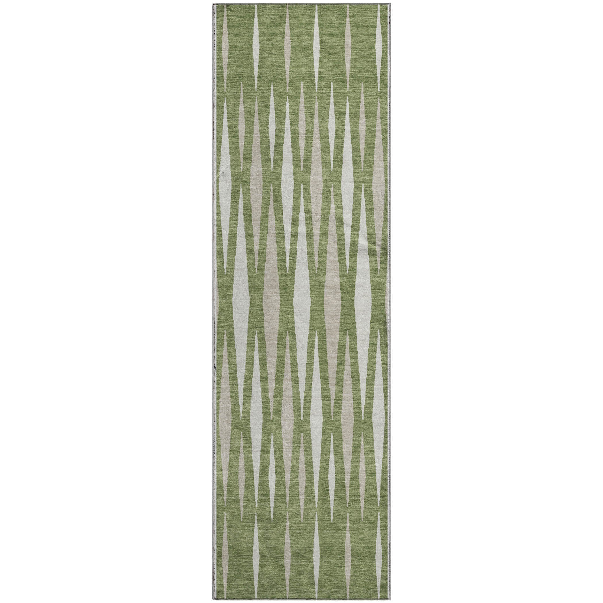 Zanzibar Machine Washable Transitional Green Rug 2'3" x 7'6" #shape_Runner