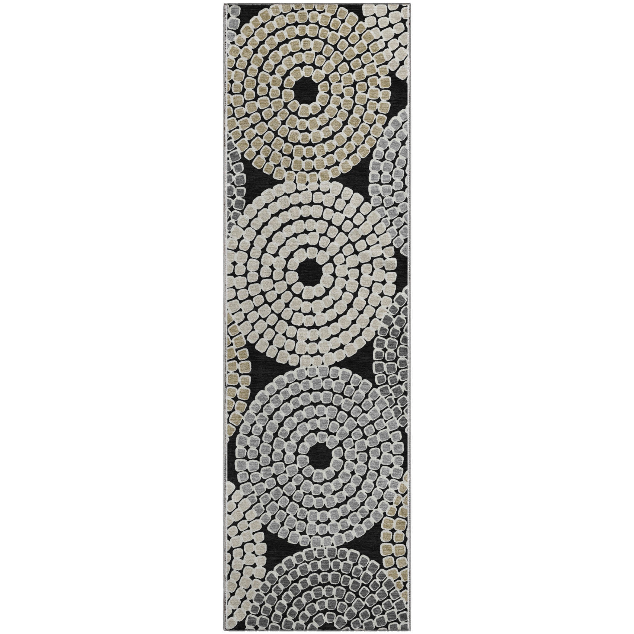 Colombo Machine Washable Transitional Black Rug 2'3" x 7'6" #shape_Runner