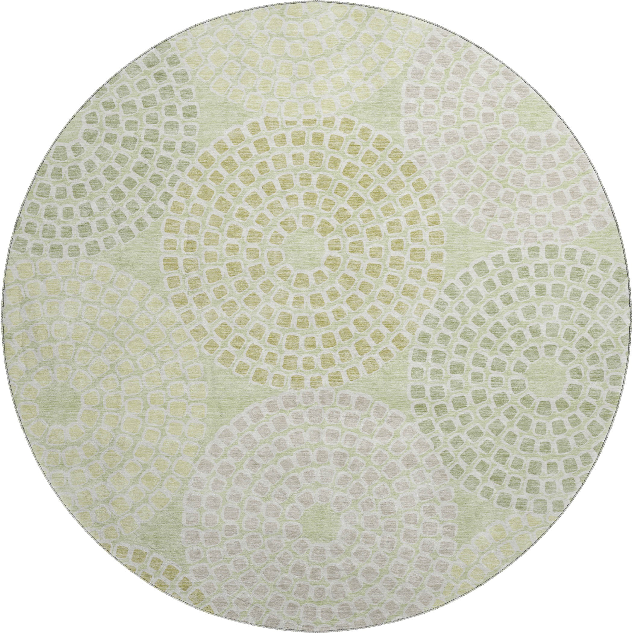Colombo Machine Washable Transitional Mint Green Rug 8' x 8' #shape_Round