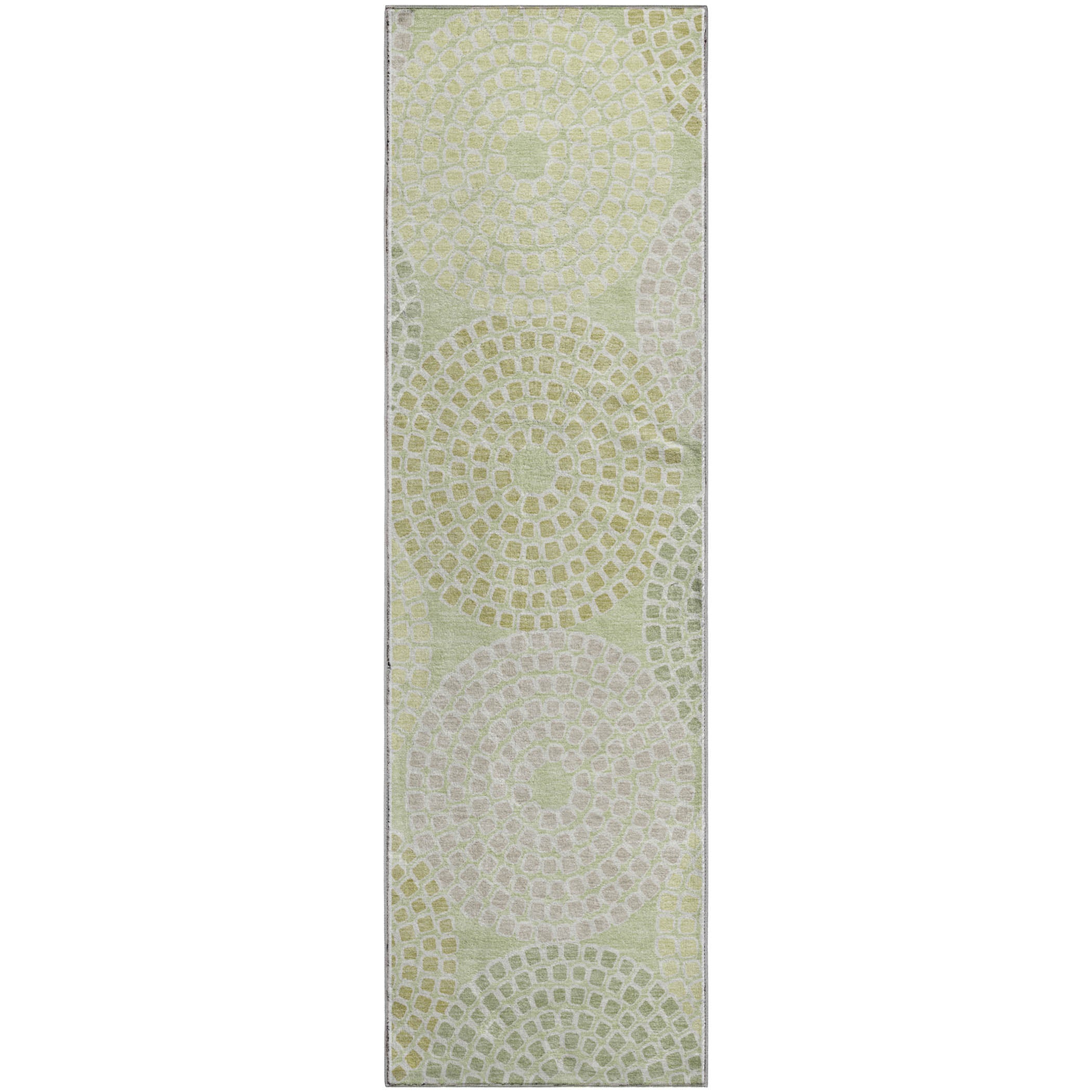 Colombo Machine Washable Transitional Mint Green Rug 2'3" x 7'6" #shape_Runner