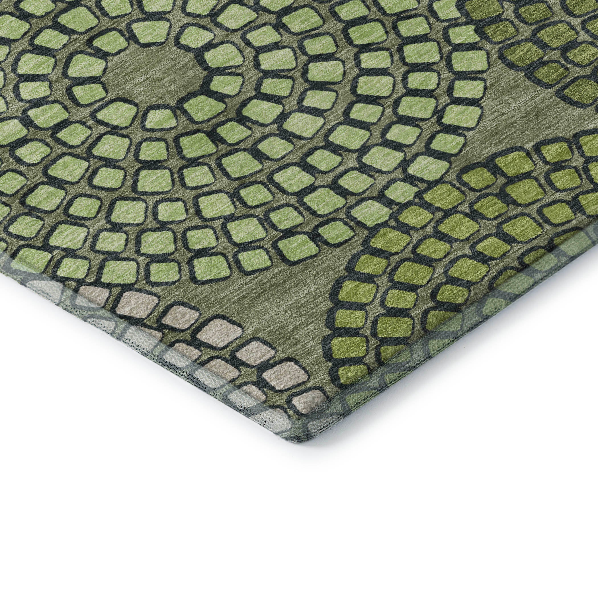 Colombo Machine Washable Transitional Olive Green Rug 1'8" x 2'6" #shape_Rectangle
