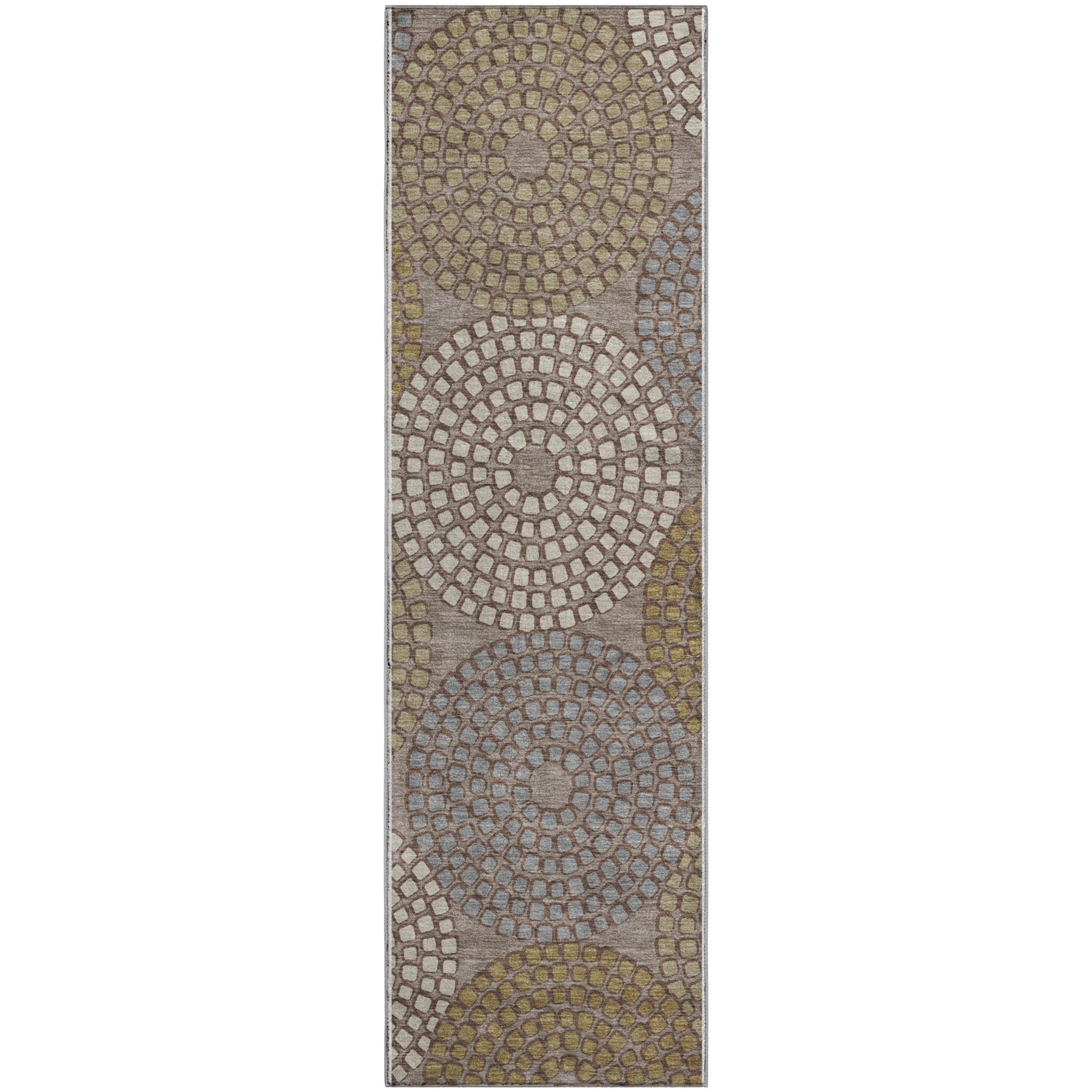 Colombo Machine Washable Transitional Taupe Brown Rug 2'3" x 7'6" #shape_Runner