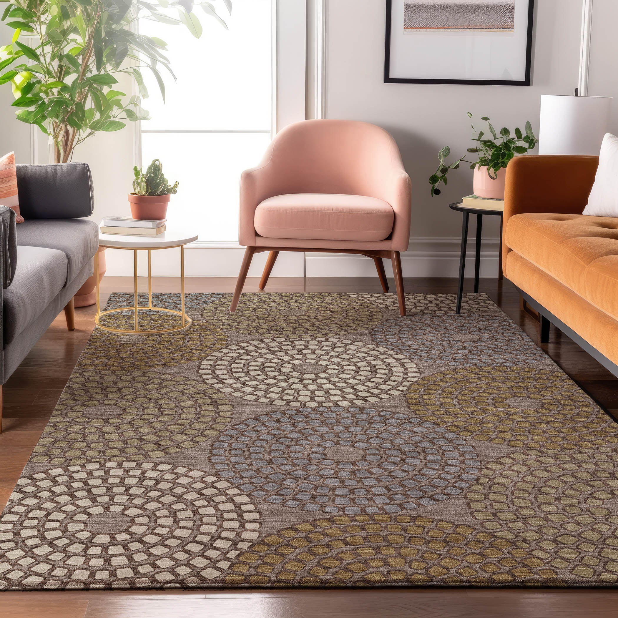 Colombo Machine Washable Transitional Taupe Brown Rug 2'6" x 3'10" #shape_Rectangle
