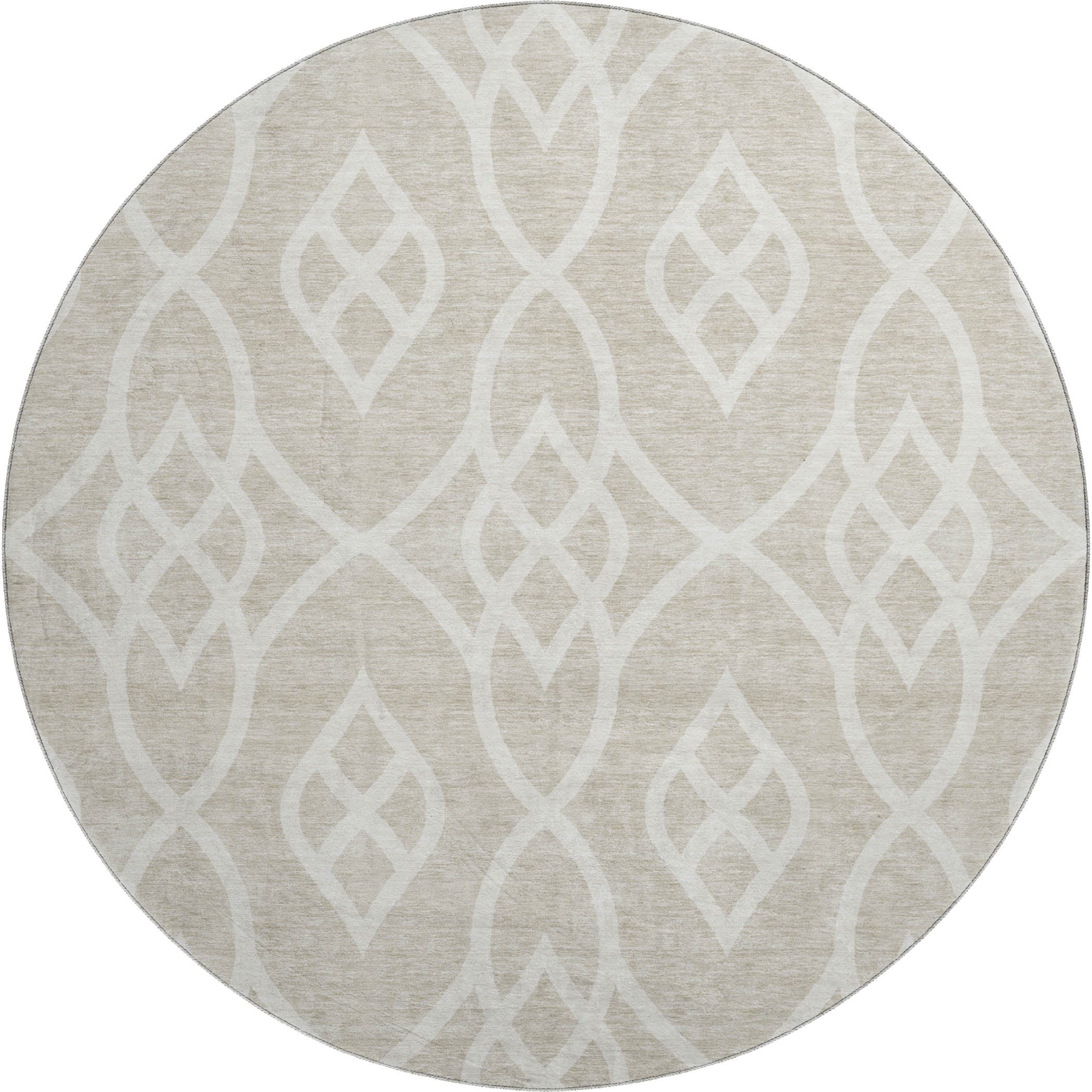 Jaipur Machine Washable Transitional Beige Brown Rug 8' x 8' #shape_Round