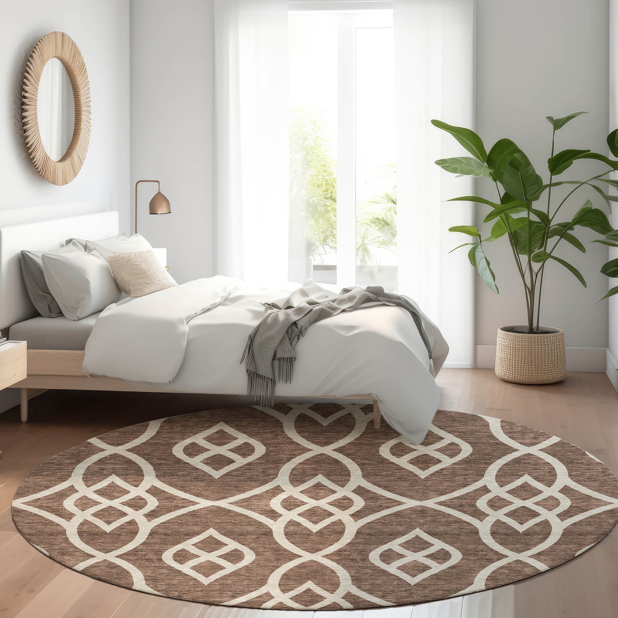 Jaipur Machine Washable Transitional Chocolate Brown Rug 8' x 8' #shape_Round