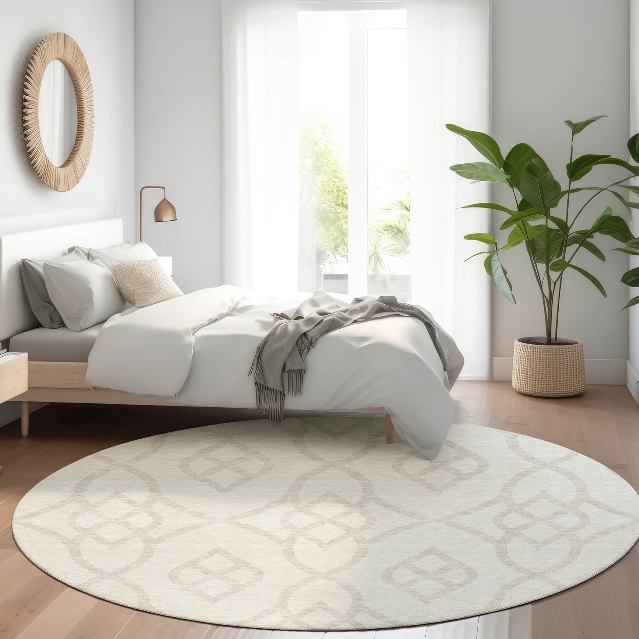 Jaipur Machine Washable Transitional Ivory Rug 8' x 8' #shape_Round