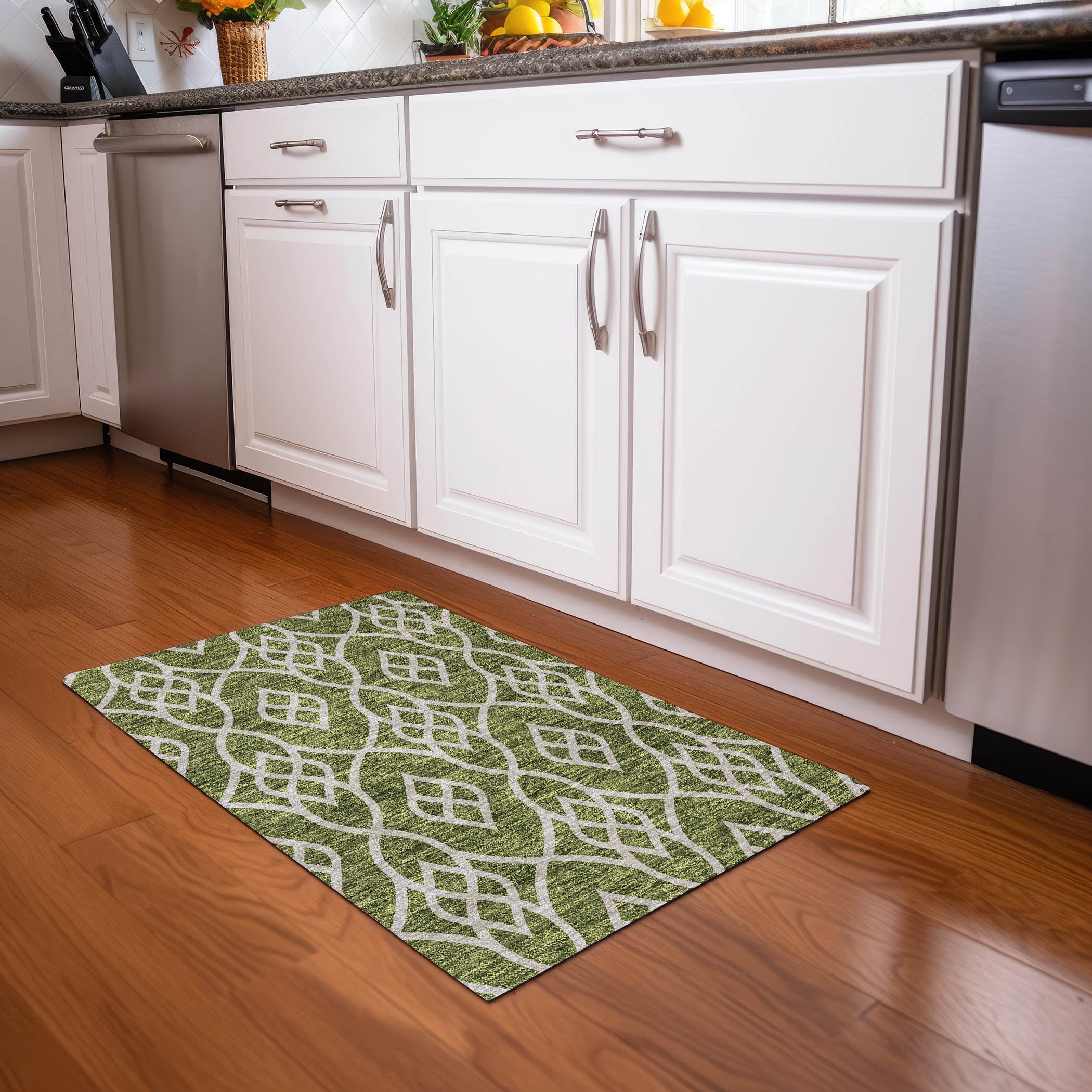 Jaipur Machine Washable Transitional Olive Green Rug 1'8" x 2'6" #shape_Rectangle