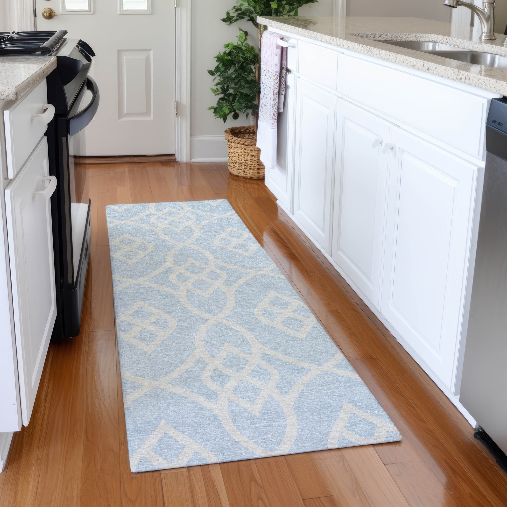 Jaipur Machine Washable Transitional Sky Blue Rug 2'3" x 7'6" #shape_Runner