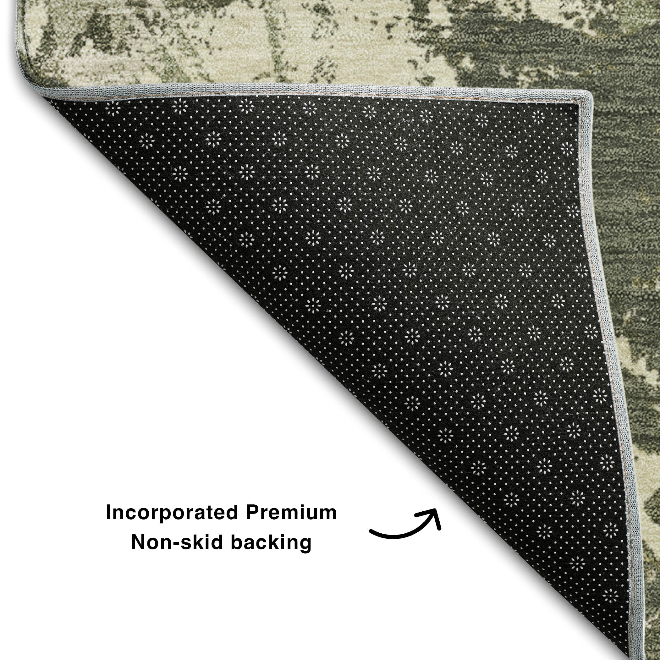 Bangkok Machine Washable Transitional Olive Green Rug 1'8" x 2'6" #shape_Rectangle