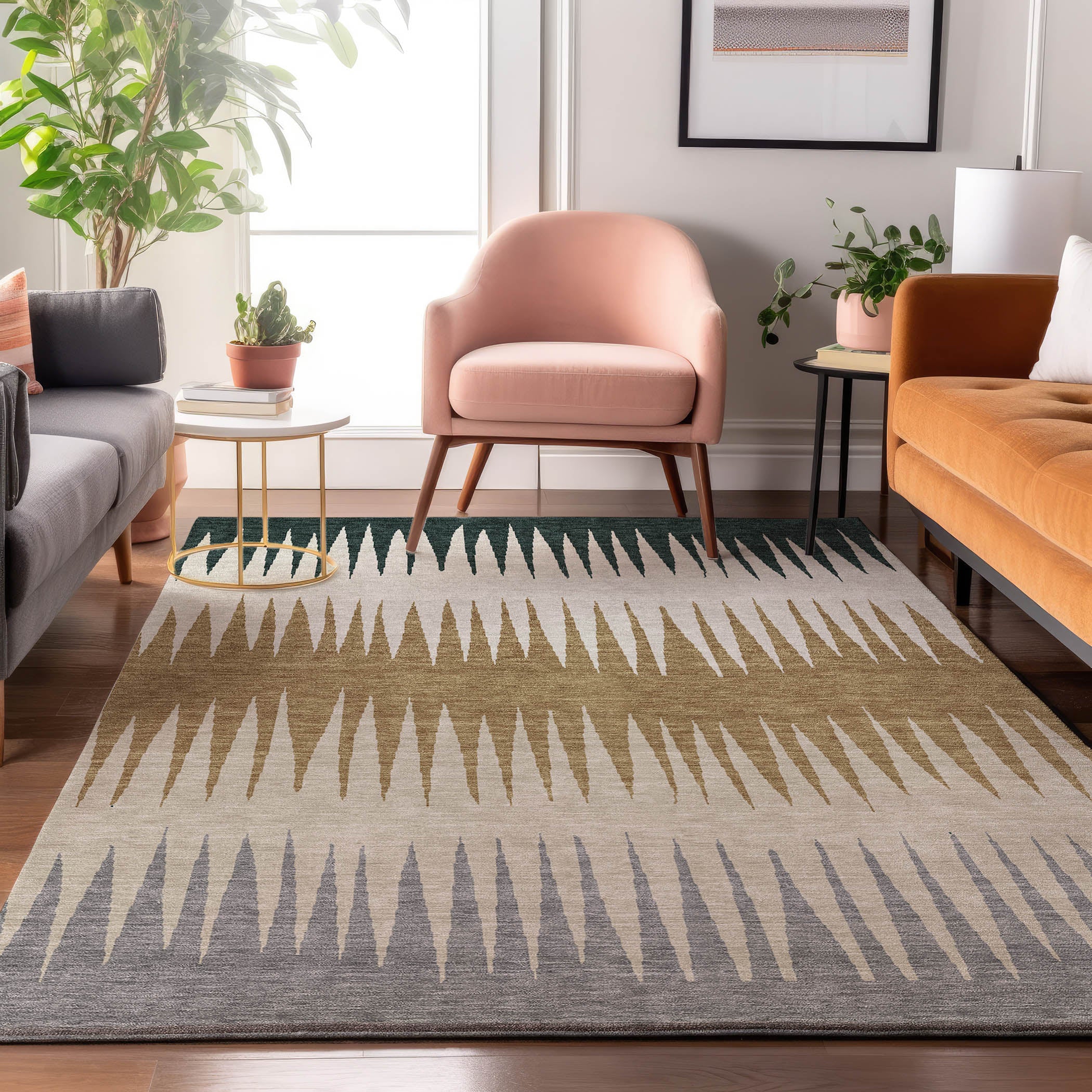 Oaxaca Machine Washable Transitional Charcoal Gray Rug 2'6" x 3'10" #shape_Rectangle
