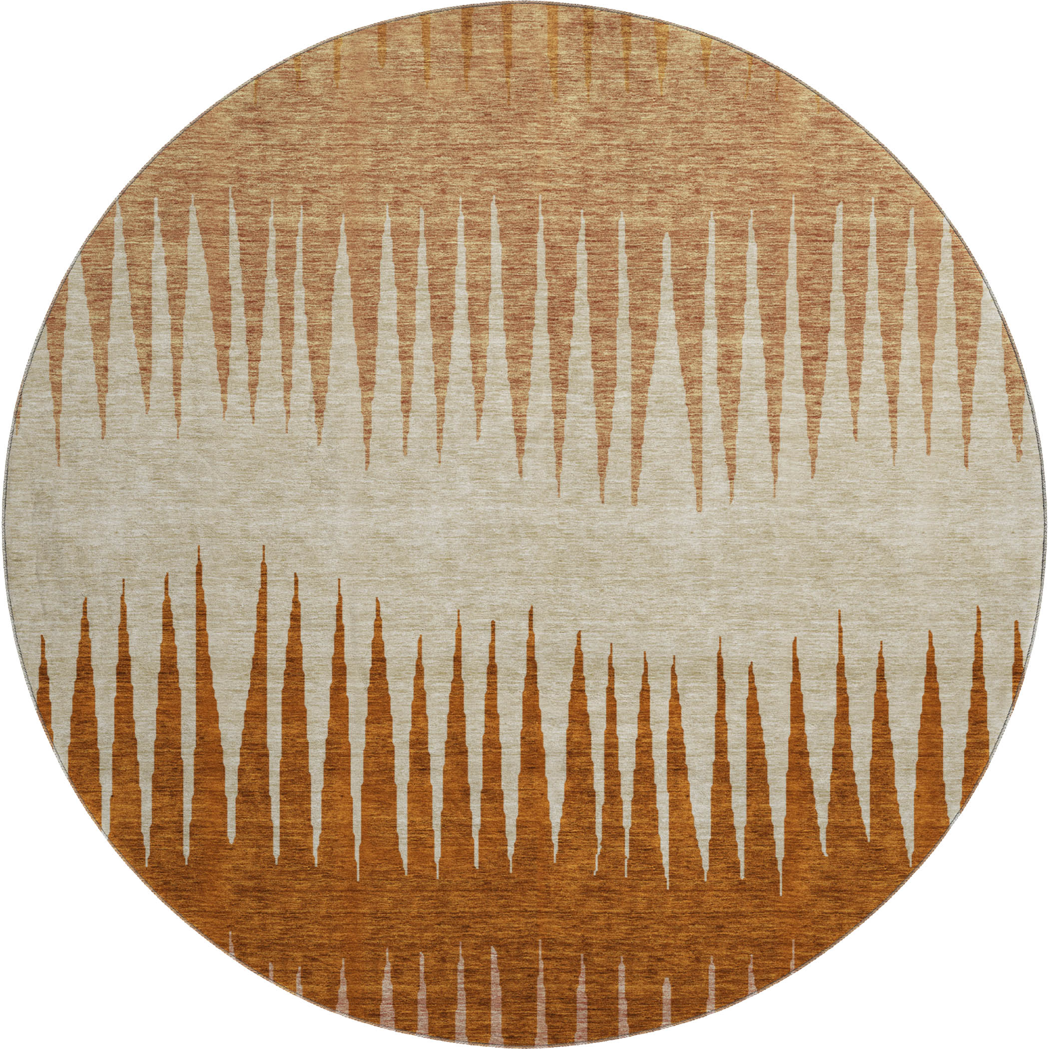 Oaxaca Machine Washable Transitional Copper Orange Rug 8' x 8' #shape_Round