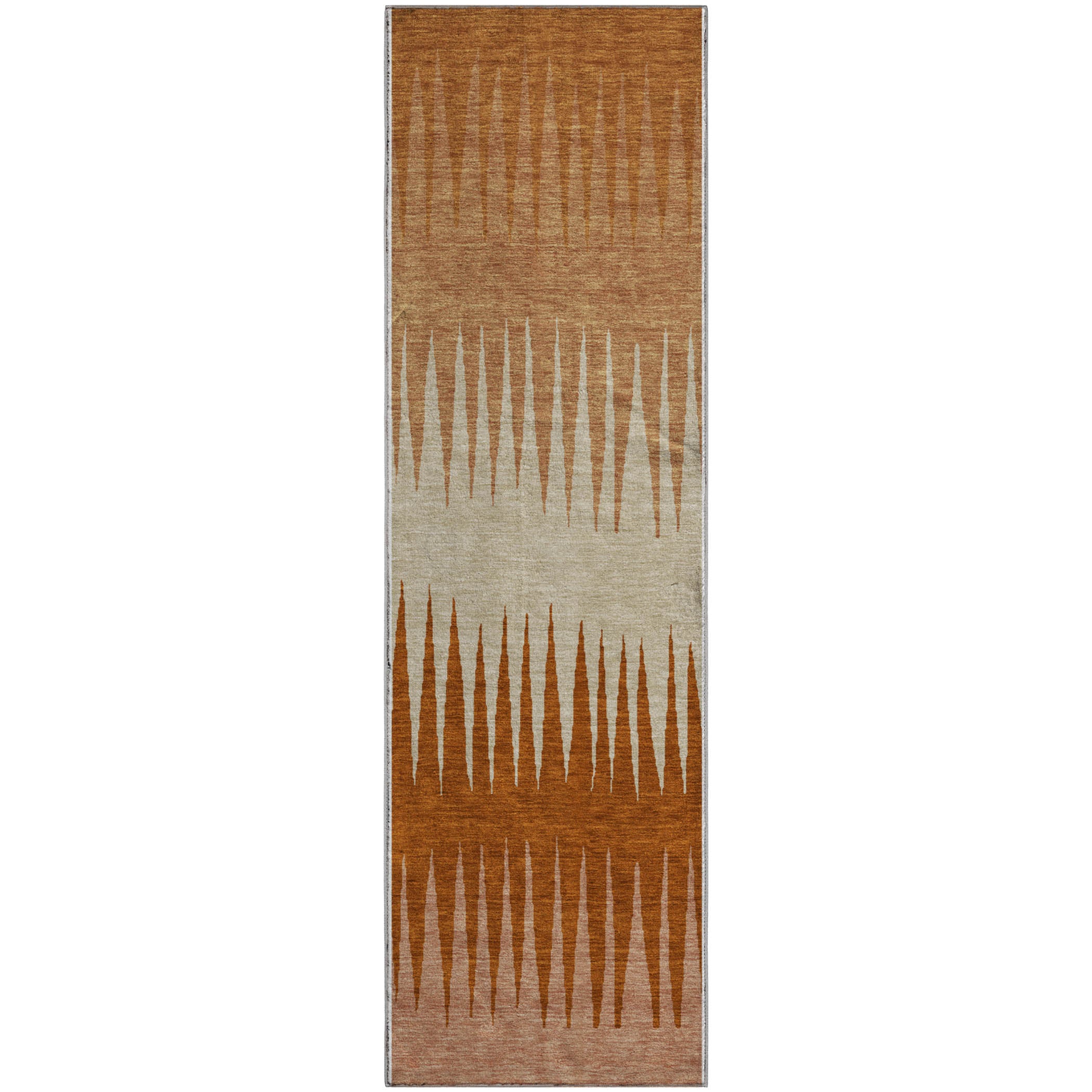 Oaxaca Machine Washable Transitional Copper Orange Rug 2'3" x 7'6" #shape_Runner