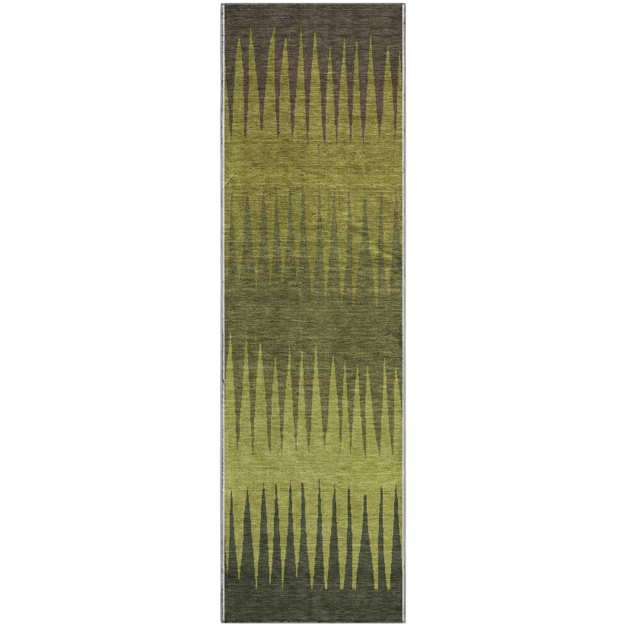 Oaxaca Machine Washable Transitional Olive Green Rug 2'3" x 7'6" #shape_Runner