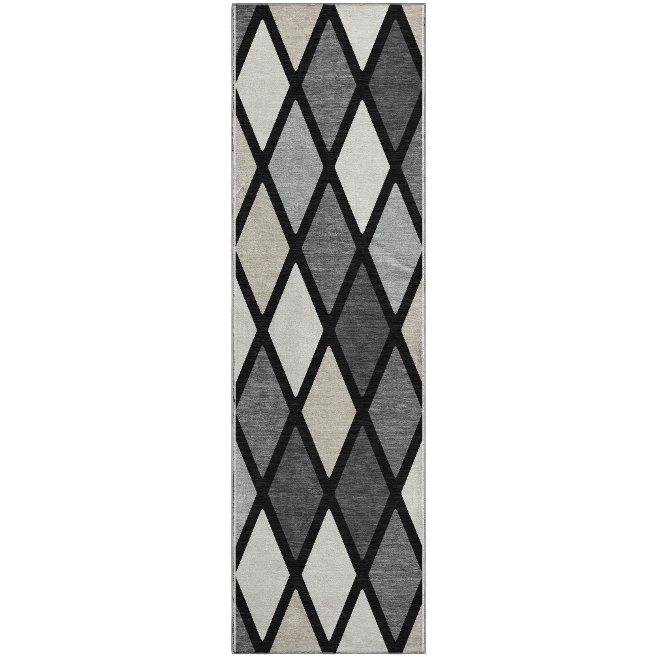 Queenstown Machine Washable Transitional Black Rug 2'3" x 7'6" #shape_Runner