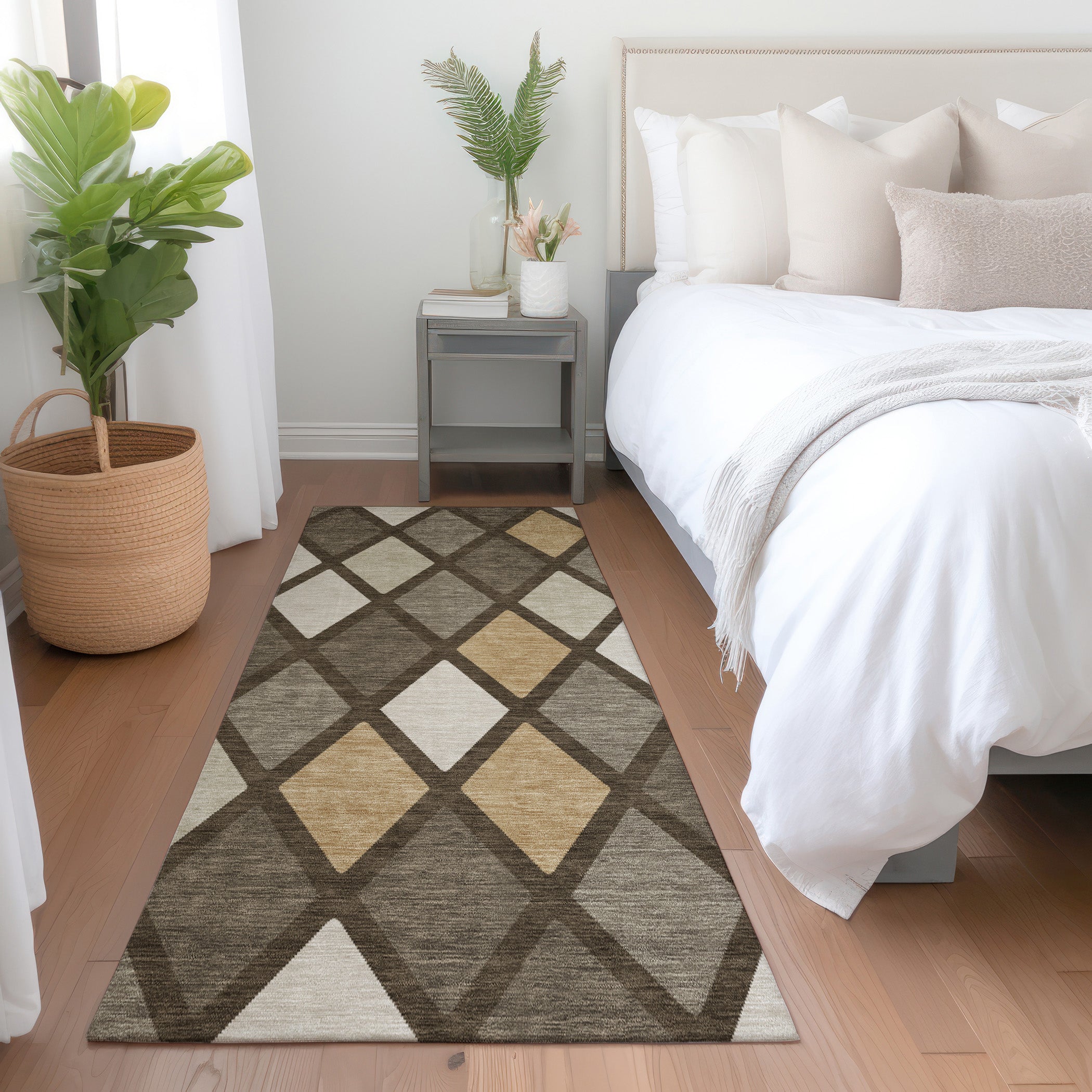 Queenstown Machine Washable Transitional Brown Rug 2'3" x 7'6" #shape_Runner
