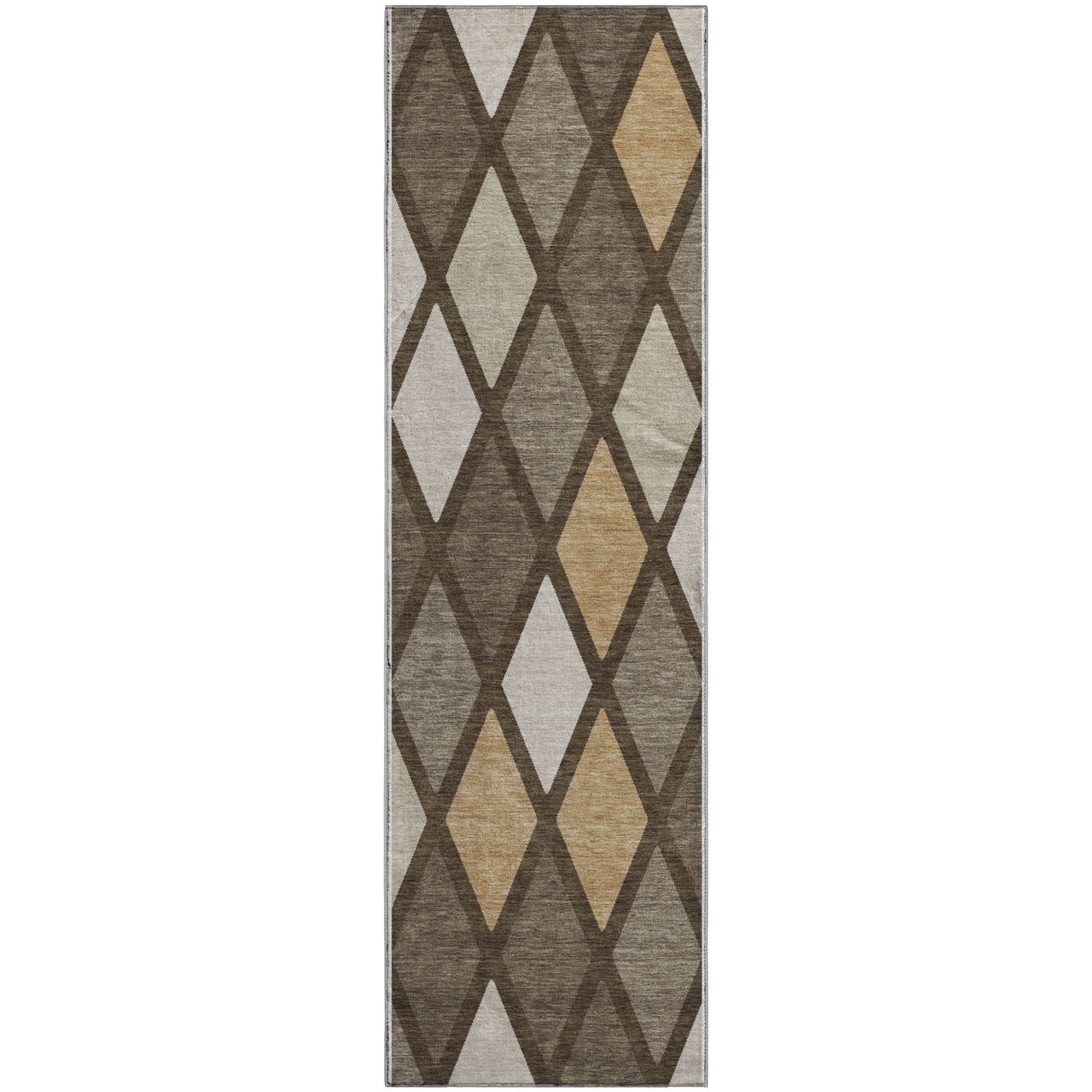 Queenstown Machine Washable Transitional Brown Rug 2'3" x 7'6" #shape_Runner